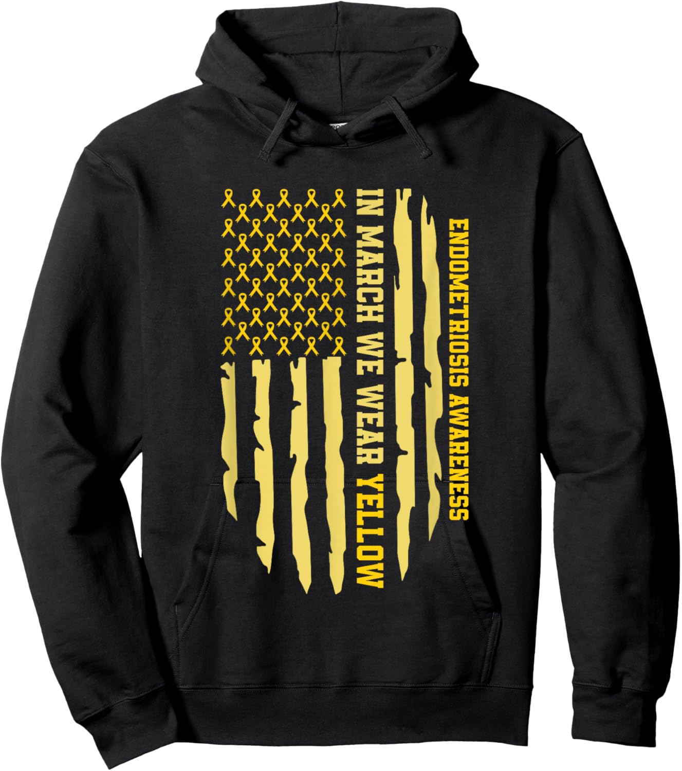 In March We Wear Yellow Endometriosis Awareness Month Hoodie - Hoodie | Black