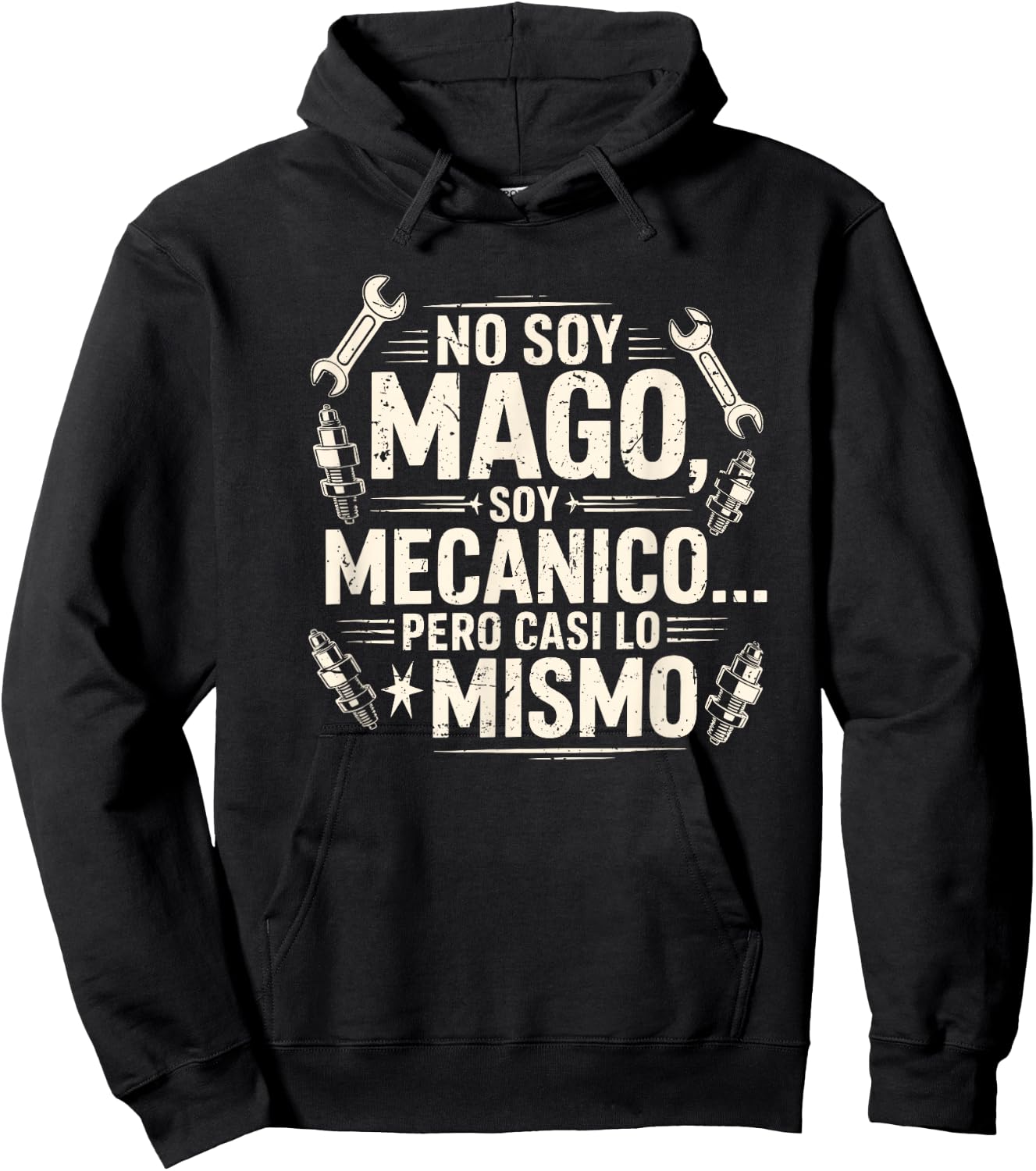 Funny No Soy Mago Soy Mecánico Car Mechanic Spanish Hoodie - Hoodie | Black