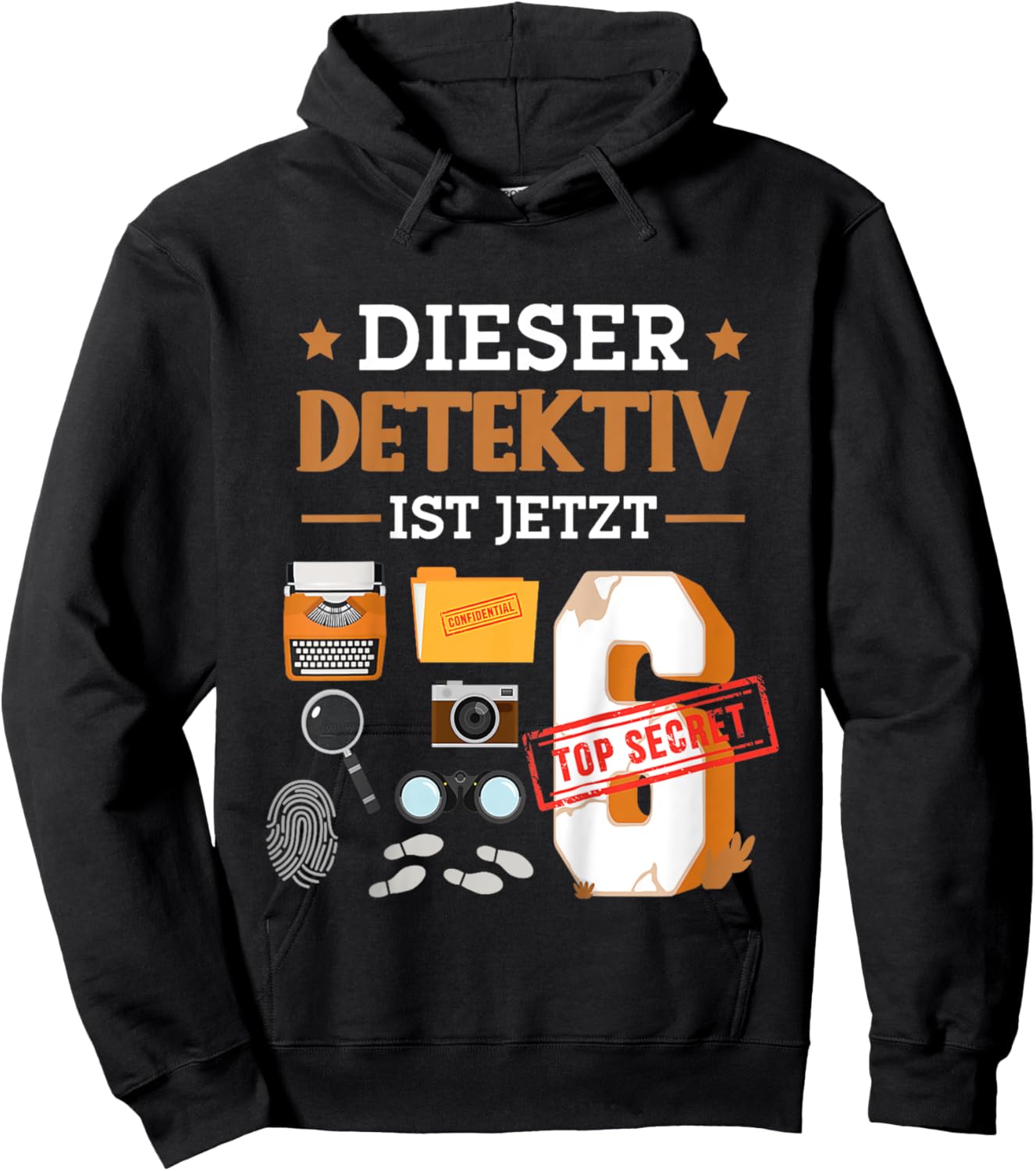Children's with German Text "Dieser Detektiv Ist Jetzt 6" [German Language], black Hoodie - Hoodie | Black