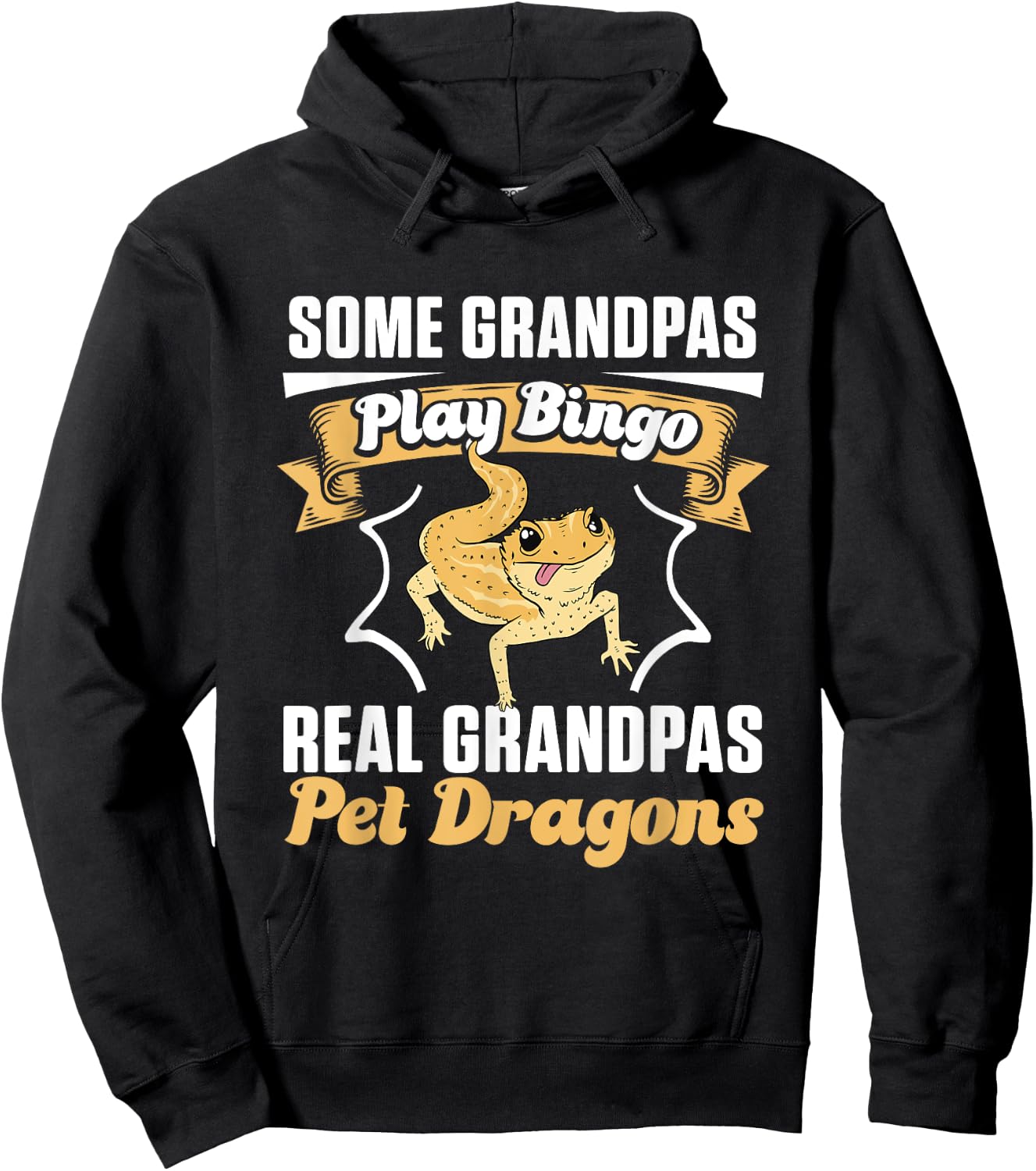 Real Grandpas Pet Dragons Men Pet Lover Bearded Dragon Hoodie - Hoodie | Black