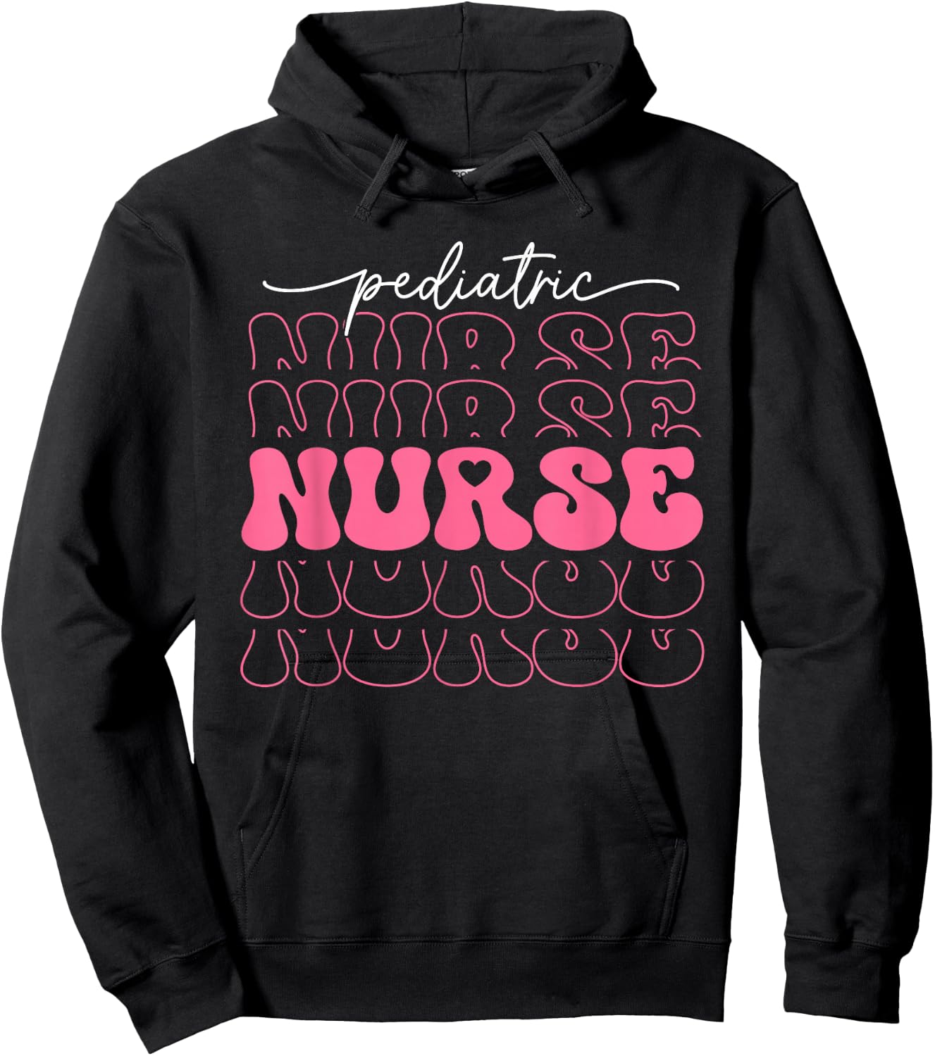 Retro Pediatric Nurse Cute Valentines Day Hearts Stethoscope Hoodie - Hoodie | Black