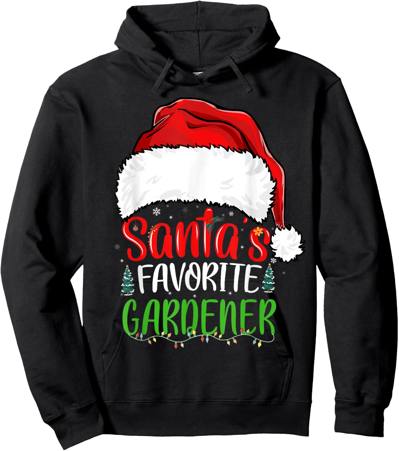 Santa's Favorite Gardener Funny Christmas Gardening Hoodie - Hoodie | Black