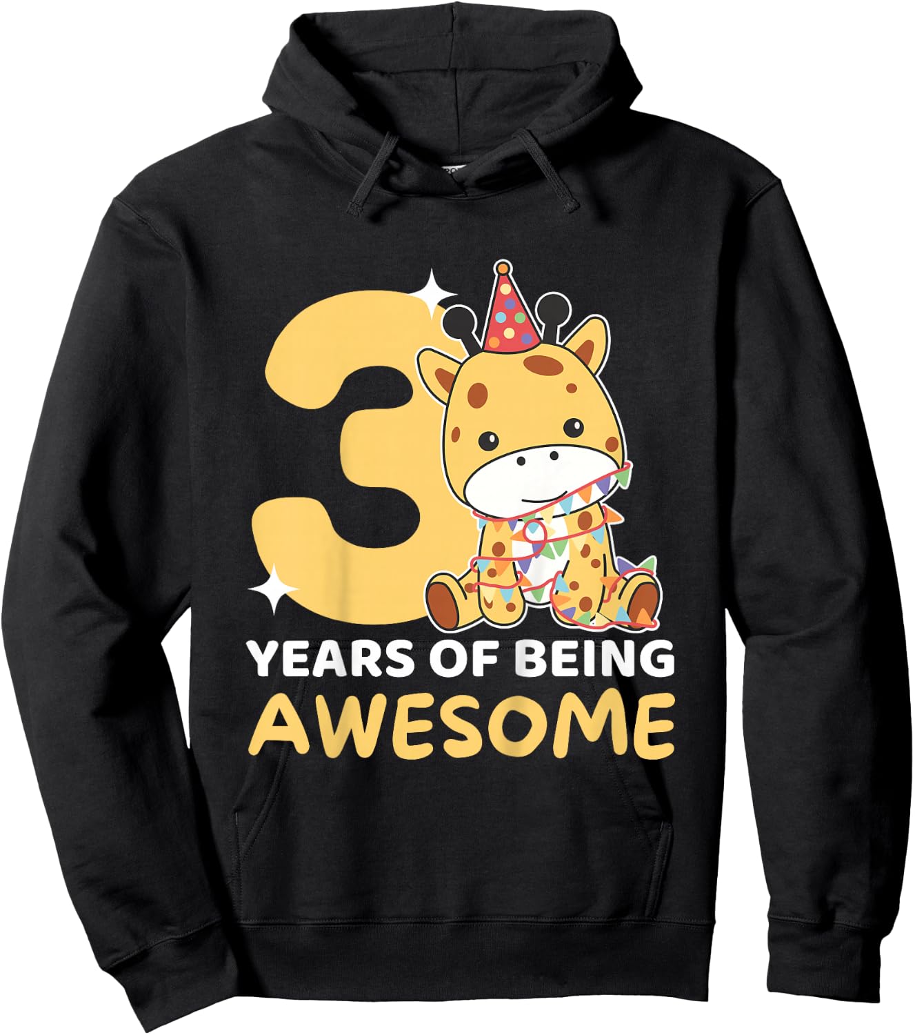 Giraffe For 3rd Birthday For Children Three Years Old Hoodie - Hoodie | Black