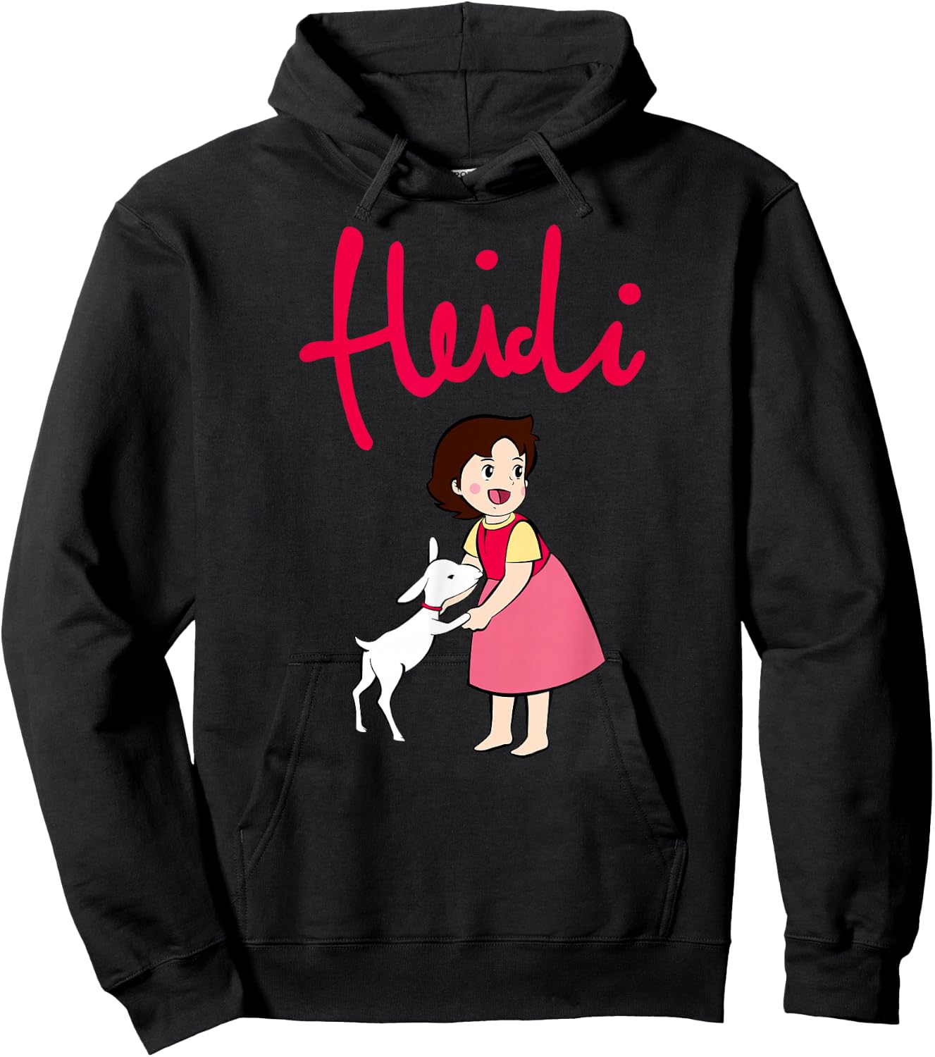 Heidi with Goat Cute with Logo Pink Cartoon TV Series , black Hoodie - Hoodie | Black