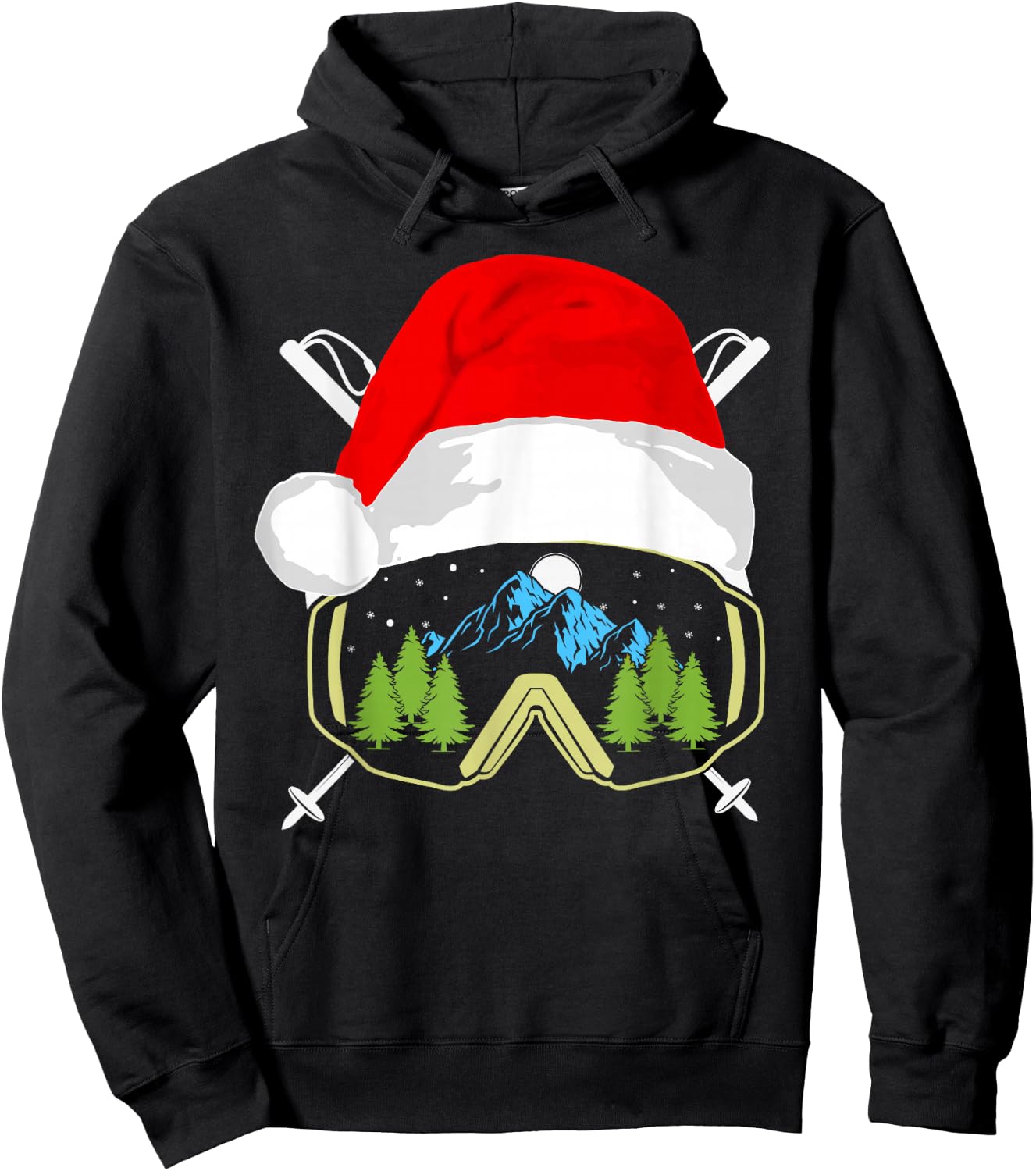 Skiing Christmas Santa Apparel Kids Snowboard Pajama Hoodie - Hoodie | Black