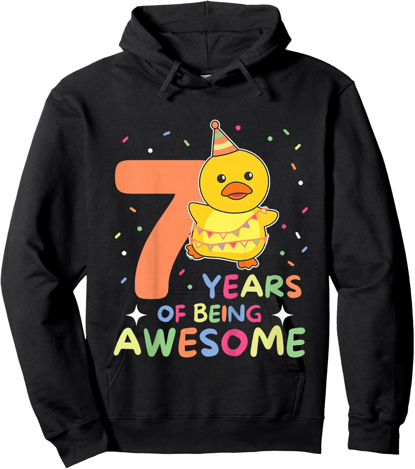 Duck For 7th Birthday Children Seven Years Old Duck Hoodie - Hoodie | Black