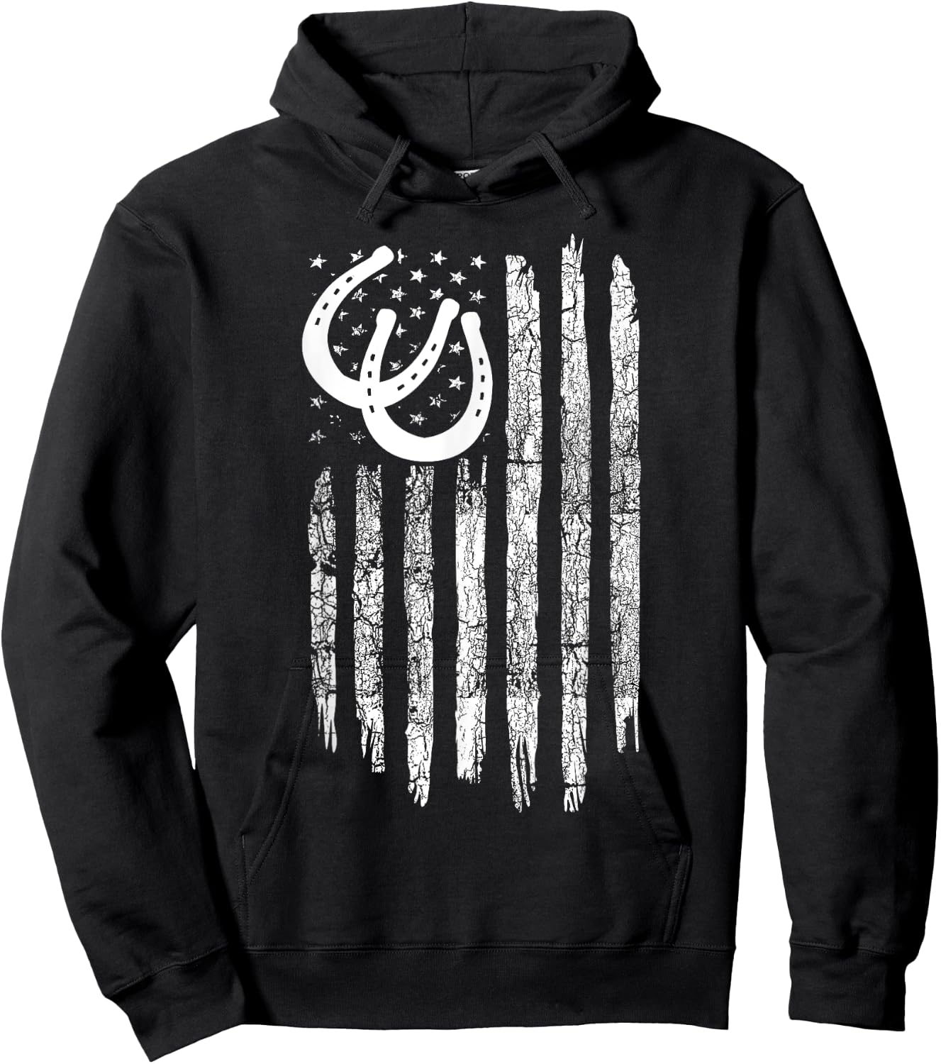 American Flag Horse Pulling Clothing - Vintage Horse Pulling Hoodie - Hoodie | Black