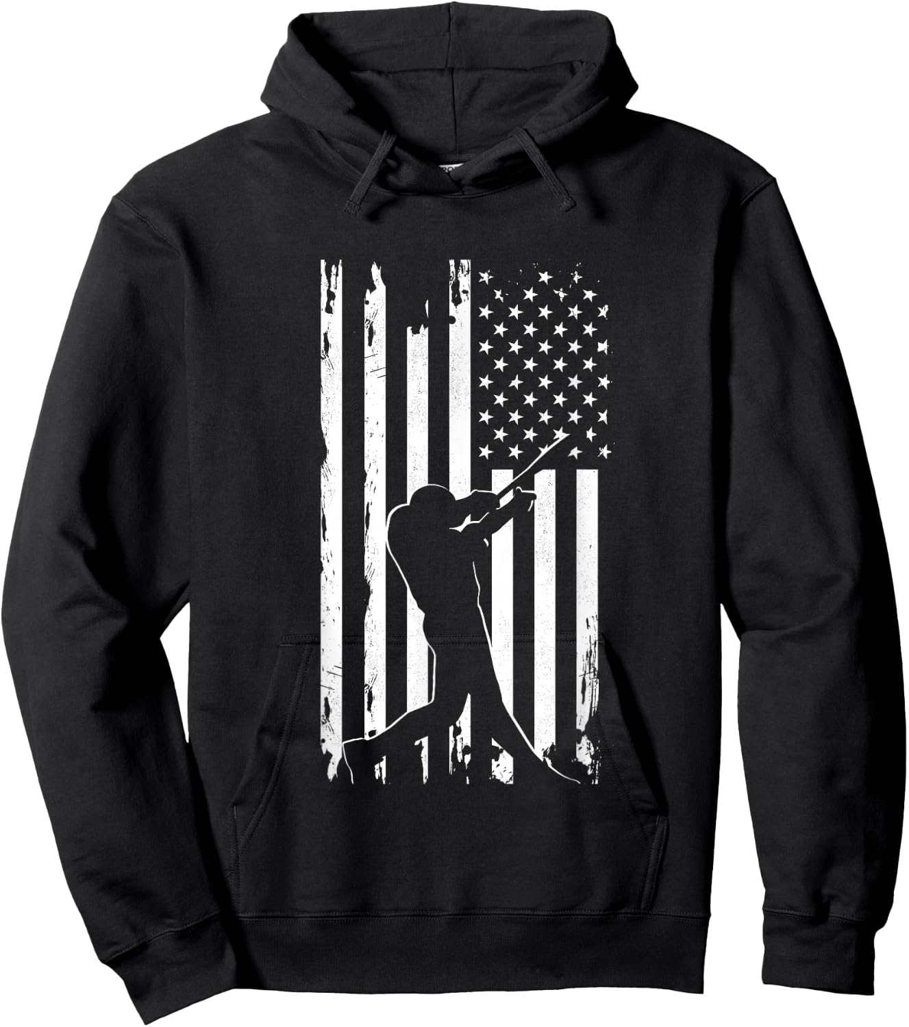 American Flag Baseball Apparel - Baseball Hoodie - Hoodie | Black
