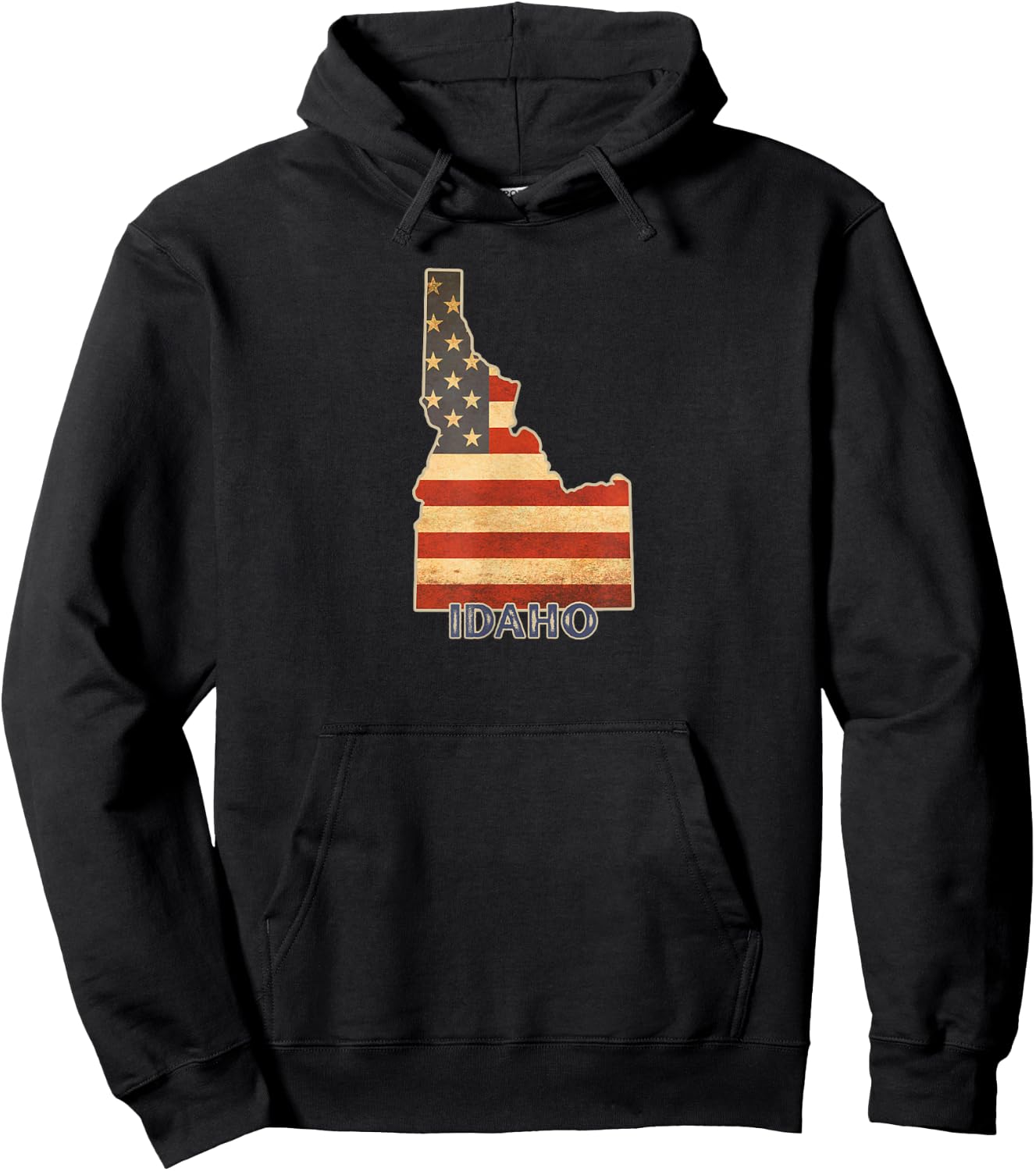 Distressed Vintage Idaho American 4th of July Flag Design Hoodie - Hoodie | Black