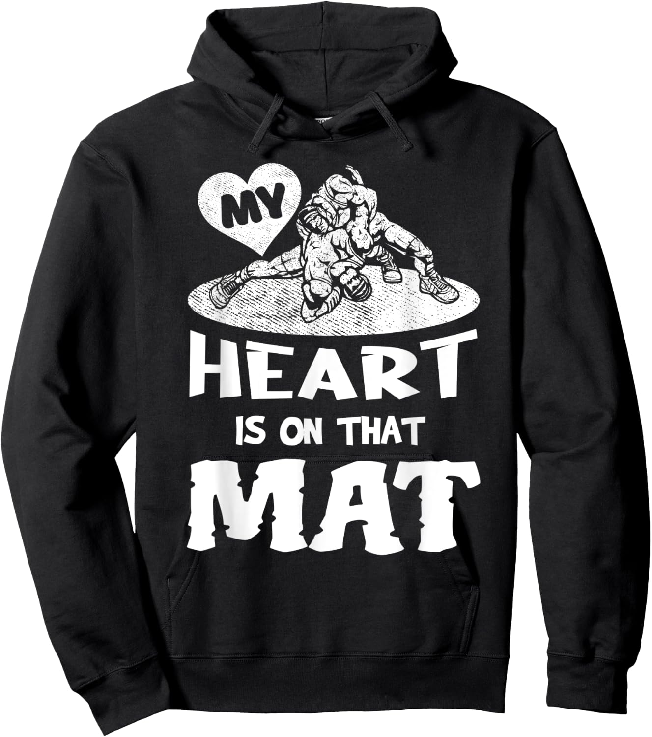 My Heart Is On That Mat Martial Arts Wrestling Mom Mama Hoodie - Hoodie | Black