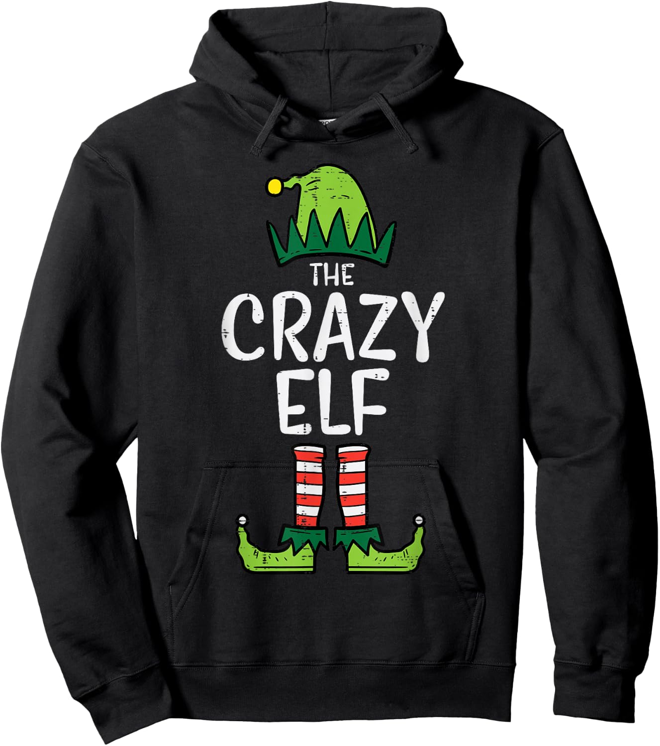 Crazy Elf Xmas PJs Matching Christmas Pajamas For Family Hoodie - Hoodie | Black
