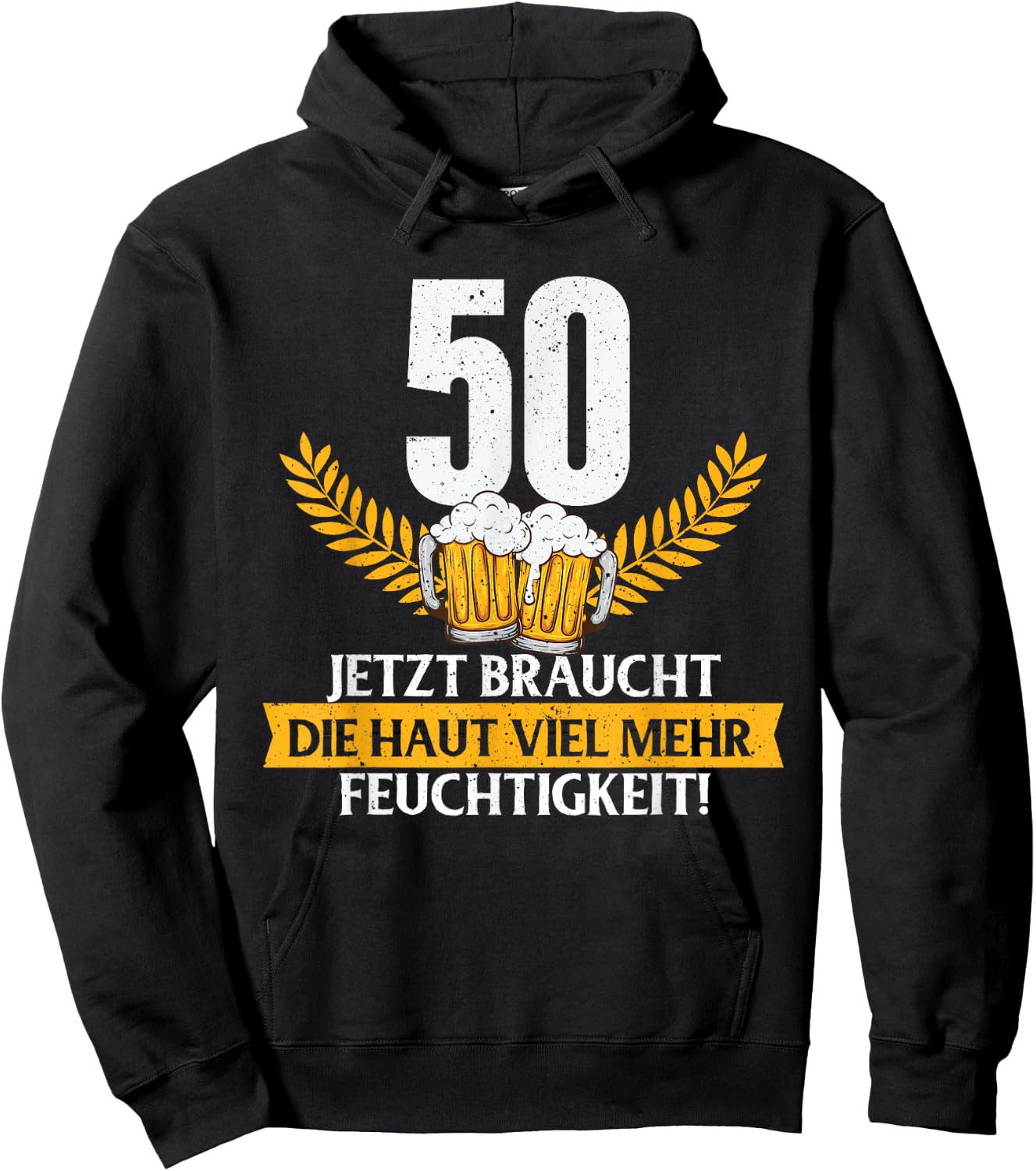 Funny Joke Skin Moisture 50 Years Birthday , black Hoodie - Hoodie | Black