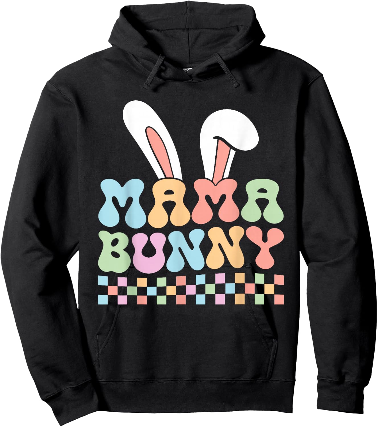 Mama Bunny Shirt Mom Pregnancy Matching Family Easter Hoodie - Hoodie | Black