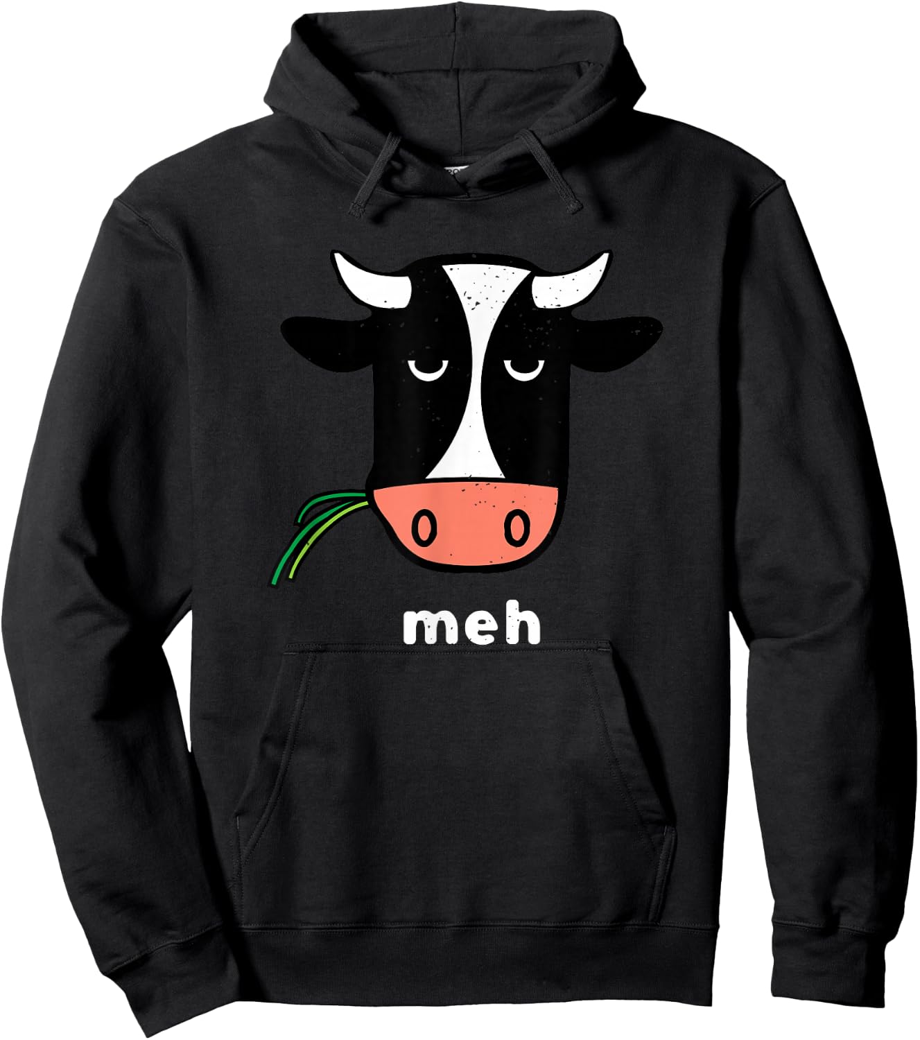 Meh Cow Not In The Mood Cow Funny Grumpy Cow Hoodie - Hoodie | Black