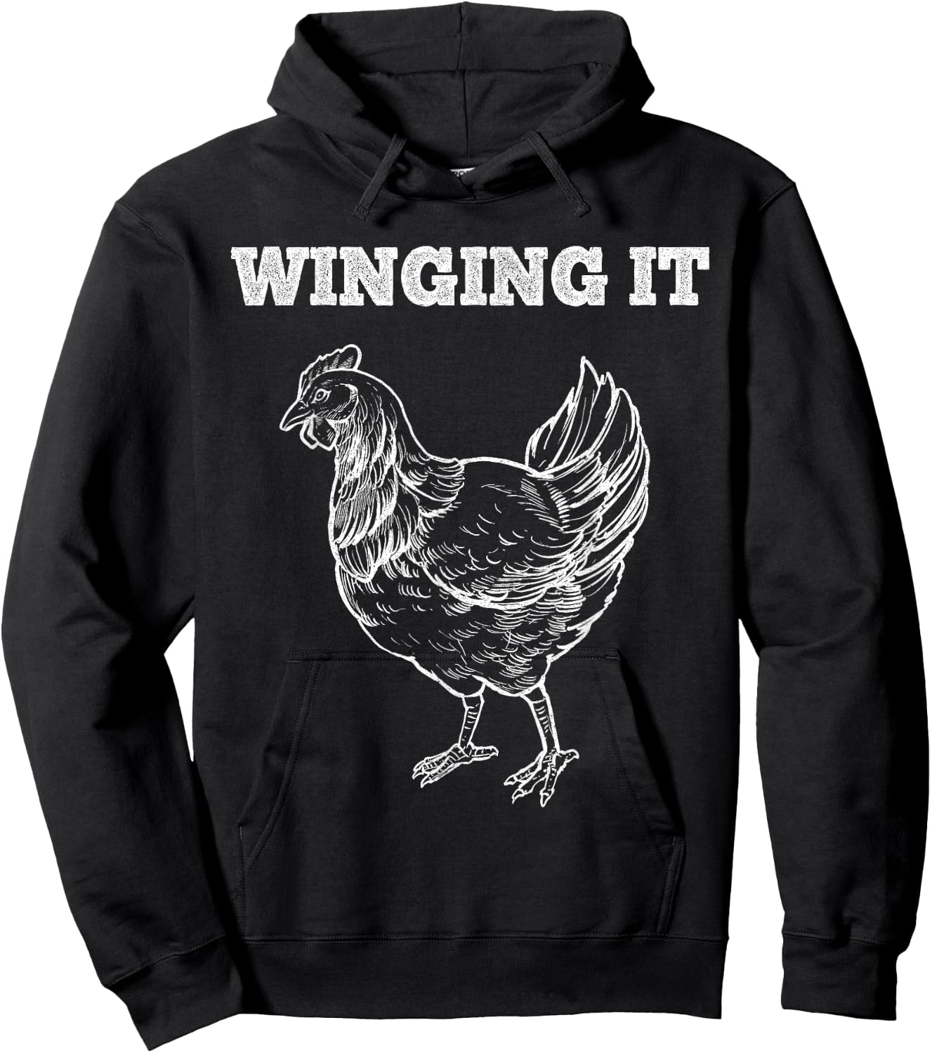 Winging It Funny Chicken Wings Lovers Quote Hoodie - Hoodie | Black