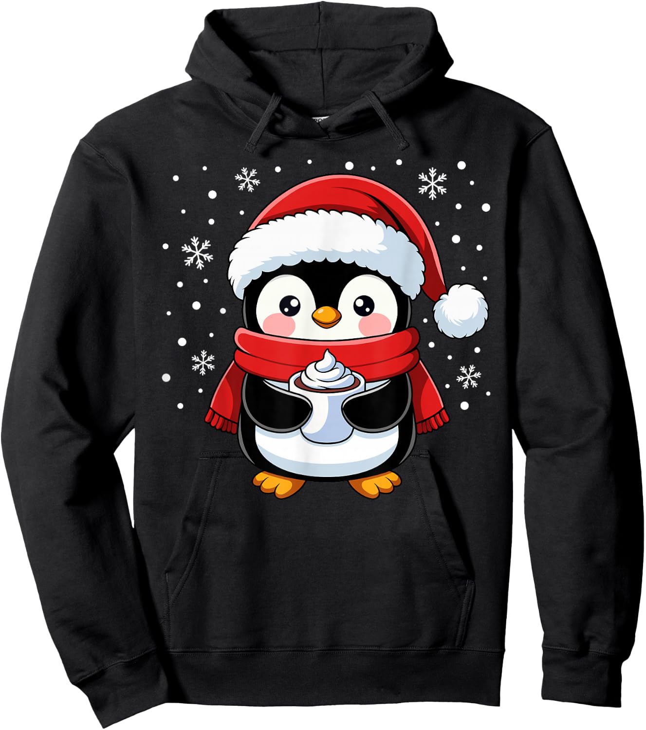 Penguin Christmas Santa Claus Cute Penguin Love Animal , Black, S Hoodie - Hoodie | Black