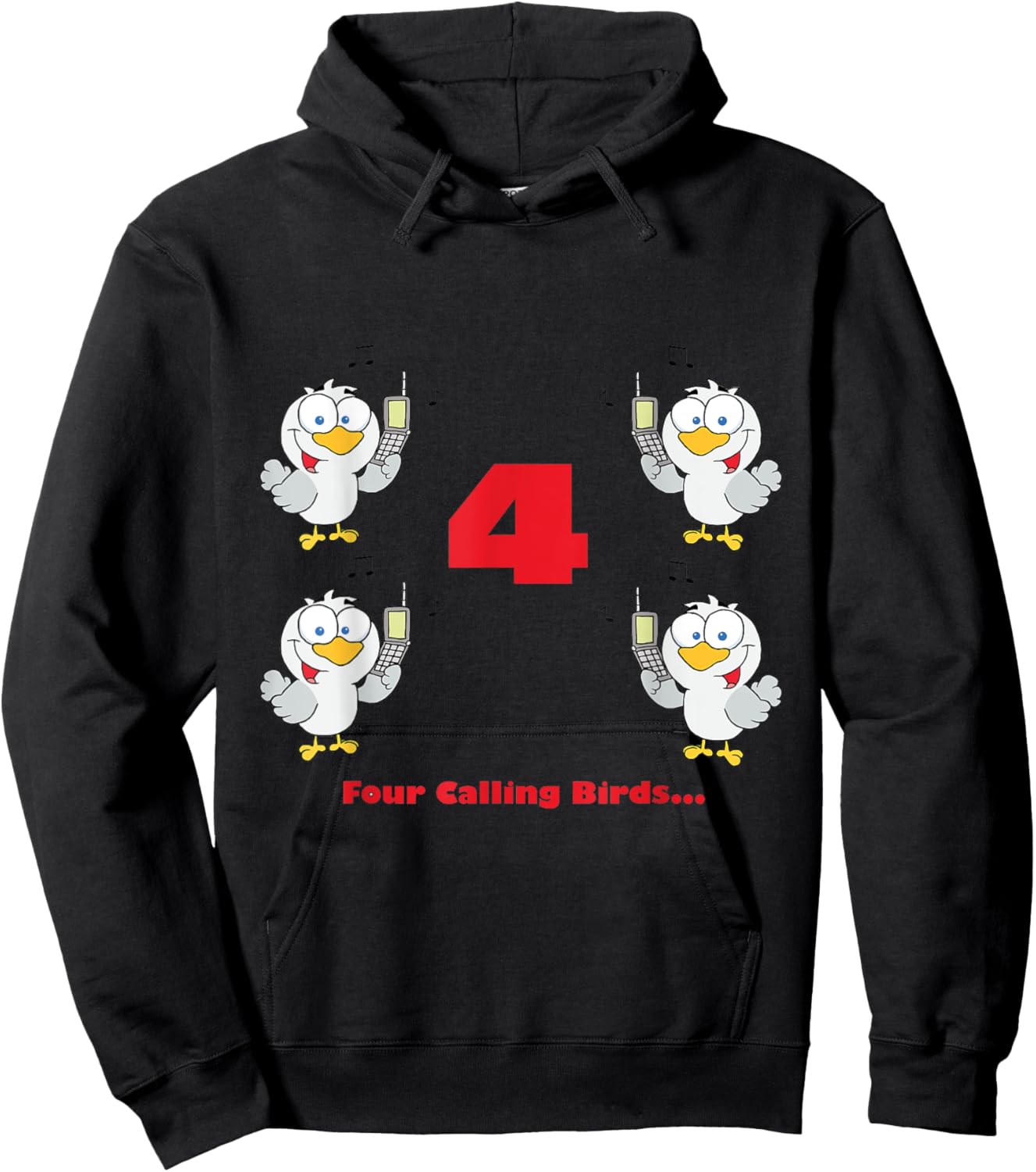 Four Calling Birds from the Twelve Days of Christmas Hoodie - Hoodie | Black