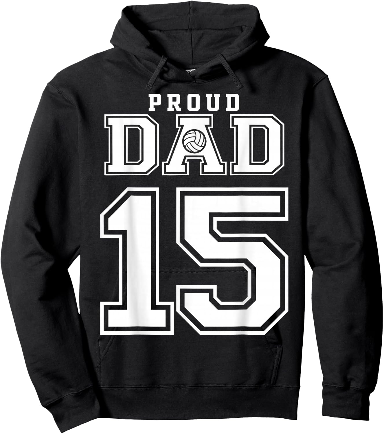 Custom Proud Volleyball Dad Number 15 Personalized Hoodie - Hoodie | Black