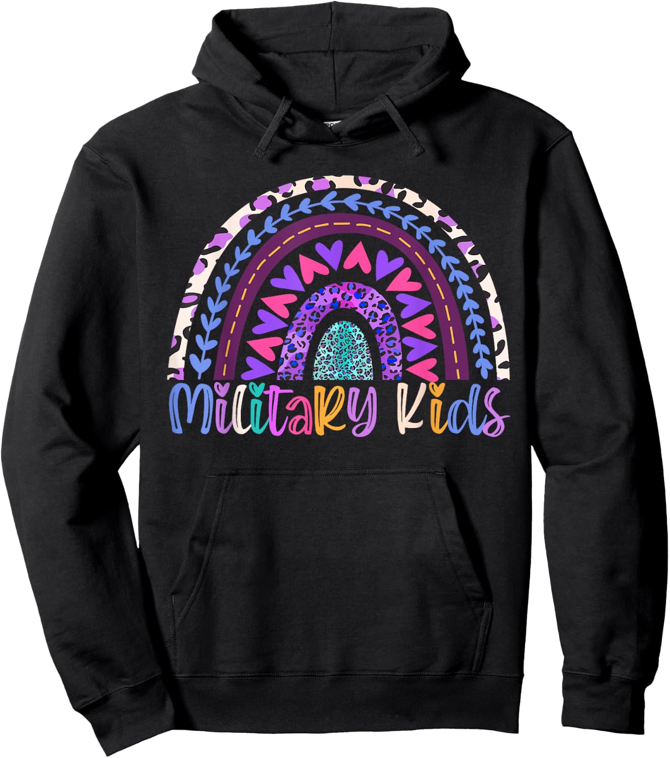 Rainbow Purple Up Day For military Kids CHILD Purple Up 2024 Hoodie - Hoodie | Black