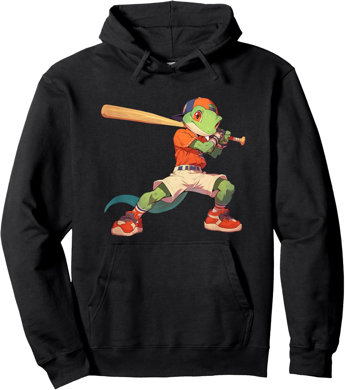 Gecko Baseball Player Lizards Hobby Sports Hoodie - Hoodie | Black