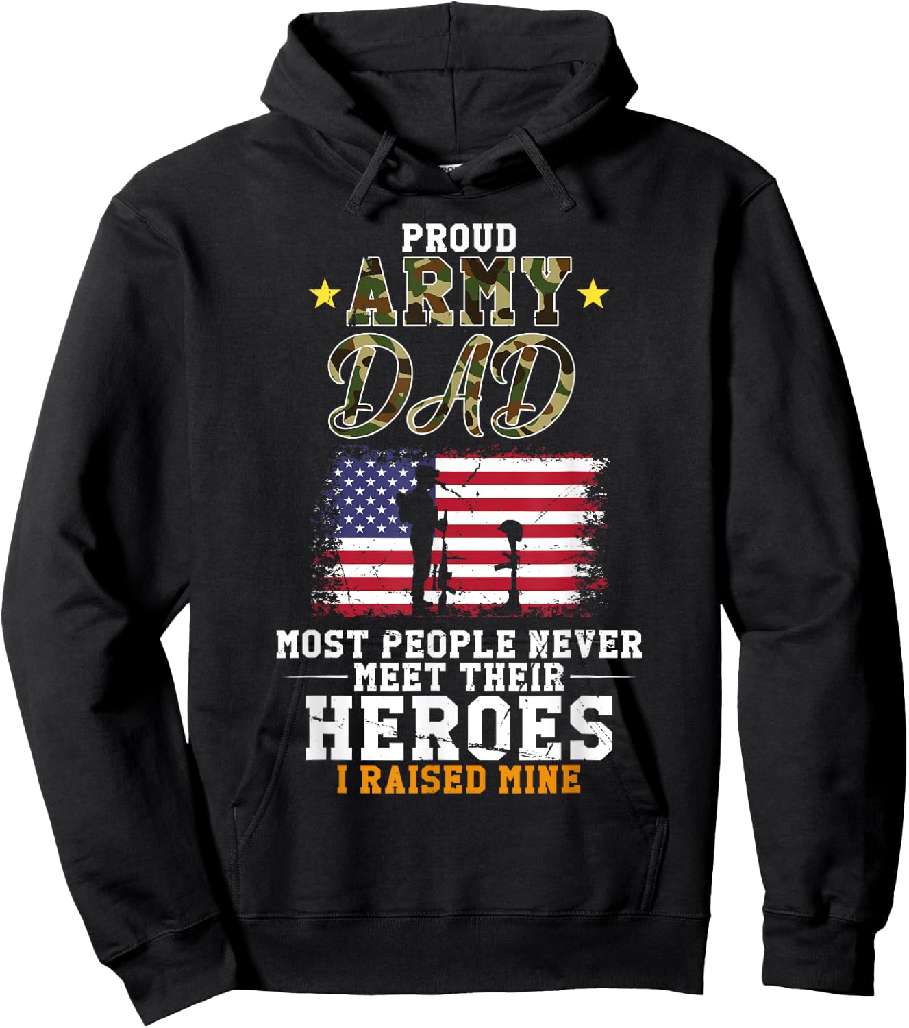 Proud Army Dad I Raised Mine USA American Flag Veteran Hoodie - Hoodie | Black