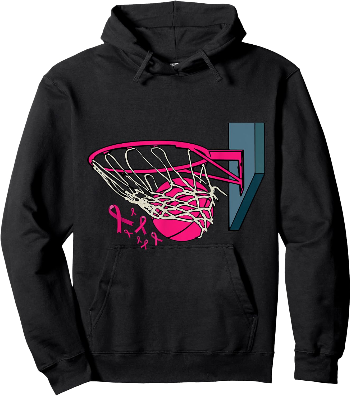 Basketball Player Pink Ribbon Breast Cancer Awareness Sport Hoodie - Hoodie | Black