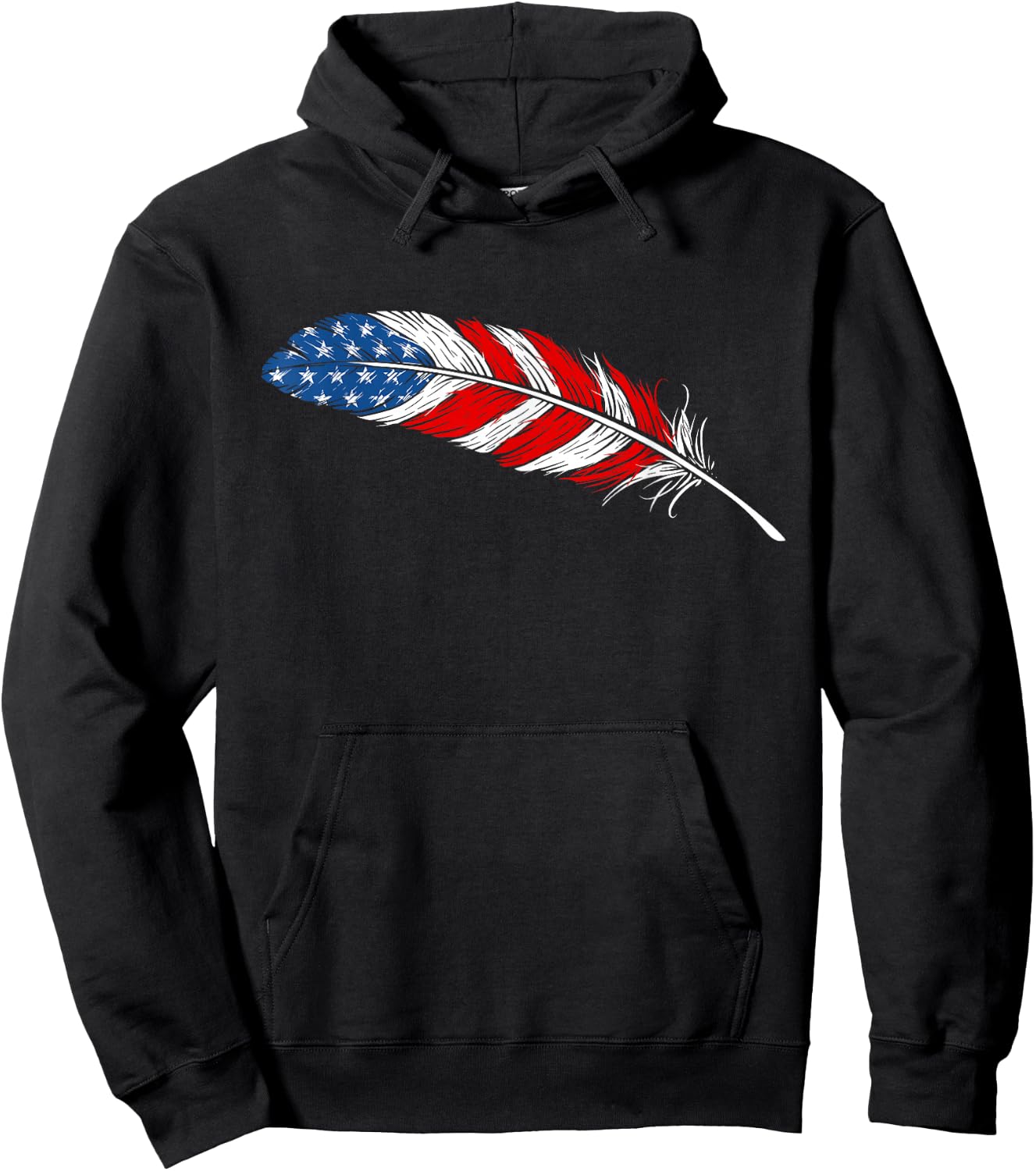 Native American Feather Flag - Indian Pride Veteran July 4th Hoodie - Hoodie | Black