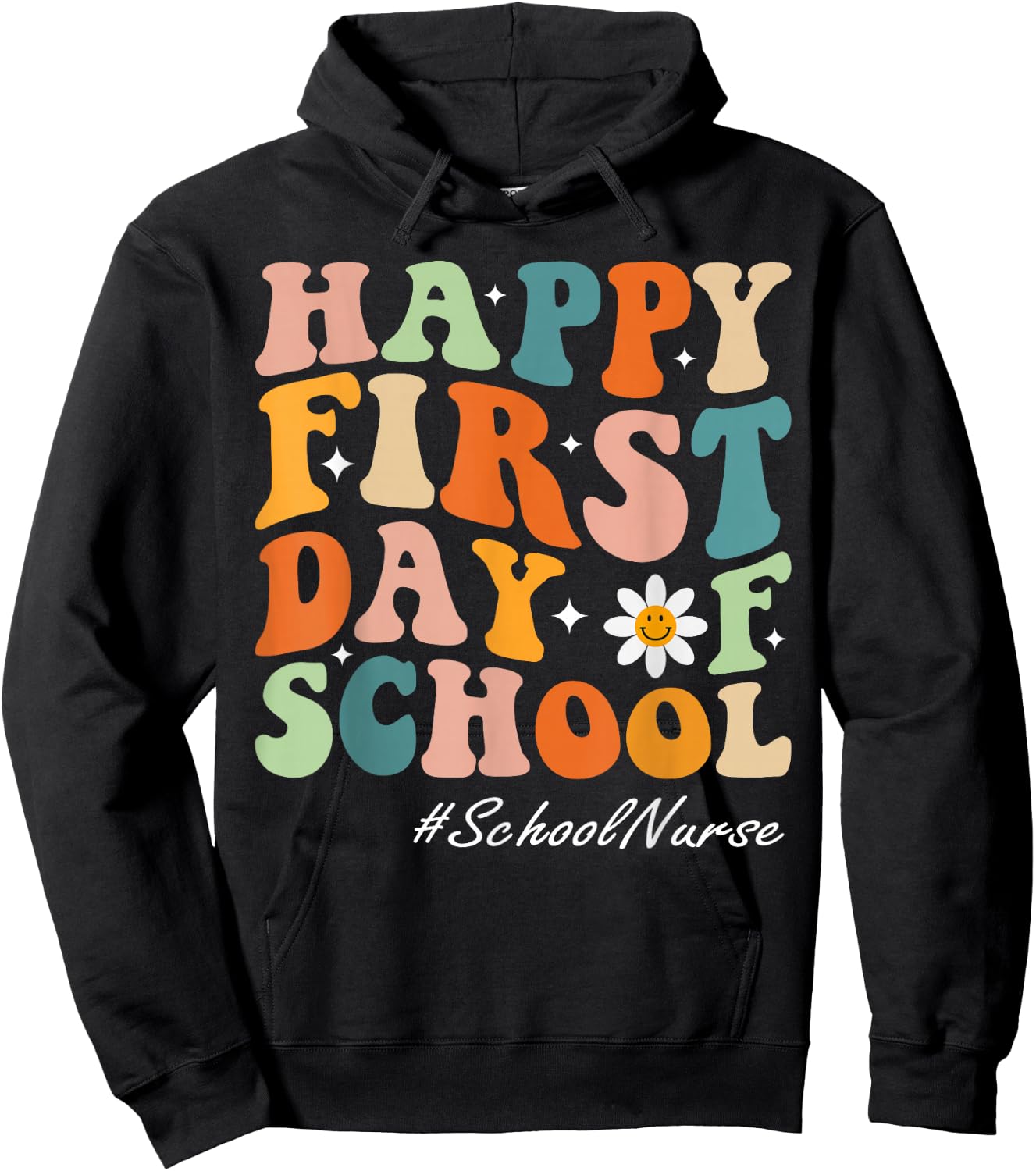 Happy First Day of School Nurse groovy retro back to school Hoodie - Hoodie | Black