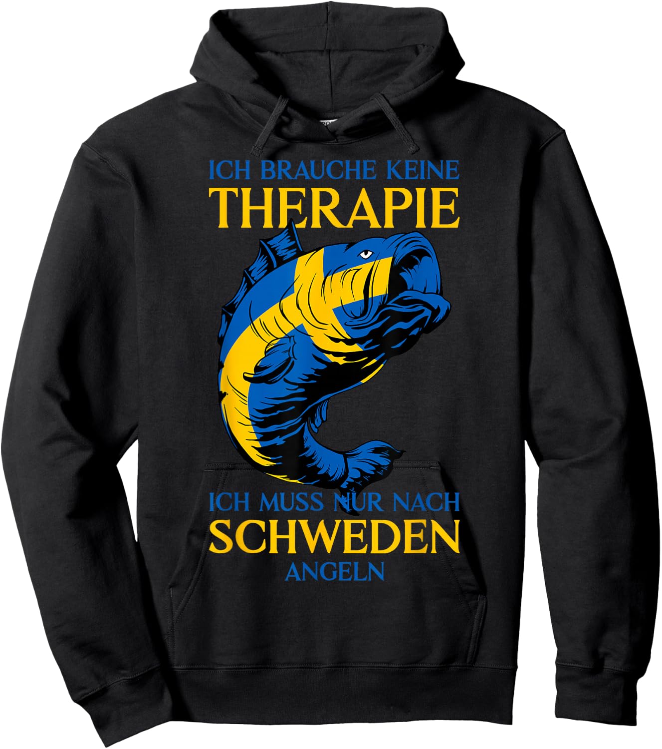 Ich Brauche Keine Therapie Angler Schweden Angeln Hoodie - Hoodie | Black