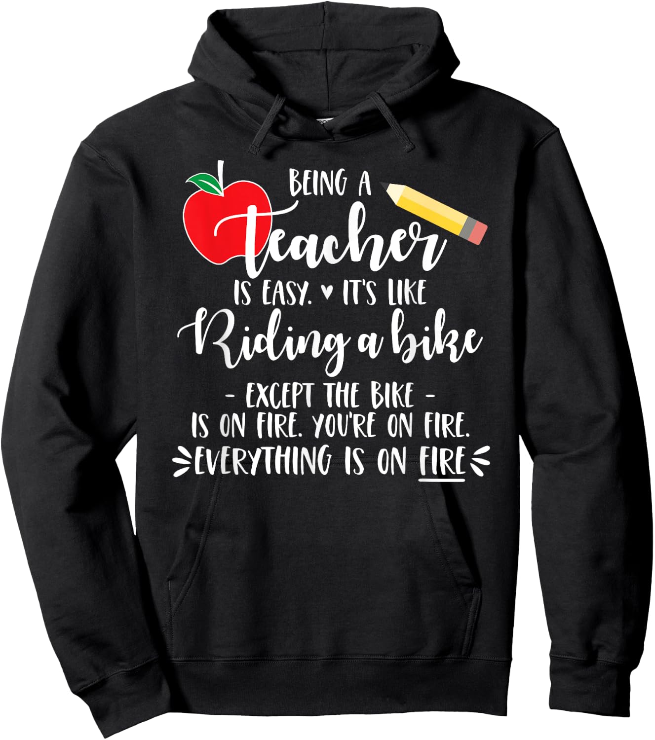 Being a Teacher is Easy it's like riding a bike Except Shirt Men Women Girls Kids Hoodie - Hoodie | Black