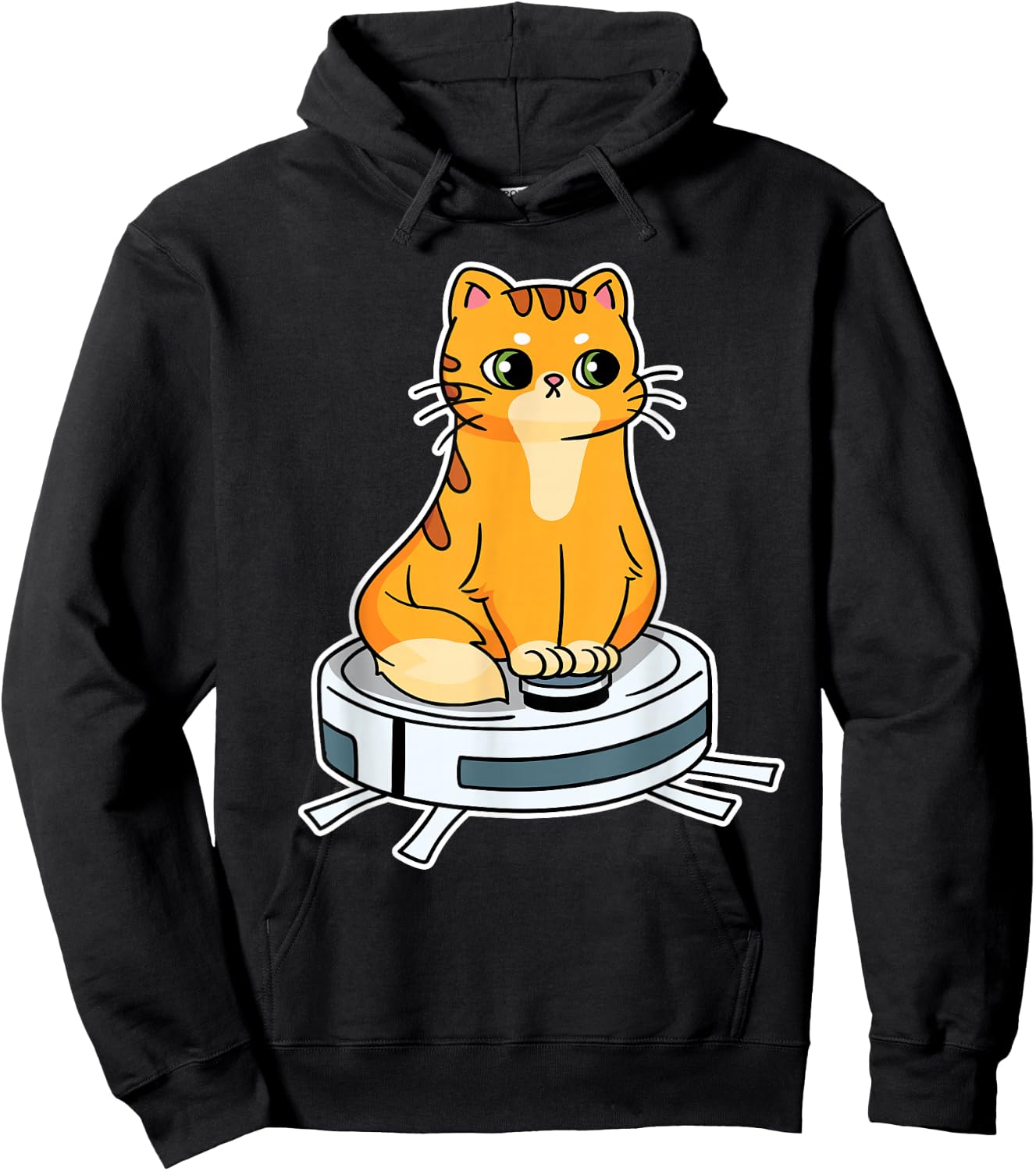 Robot Vacuum Cleaner Cat Kitten I Robot Vacuum Cleaner Robot , black Hoodie - Hoodie | Black