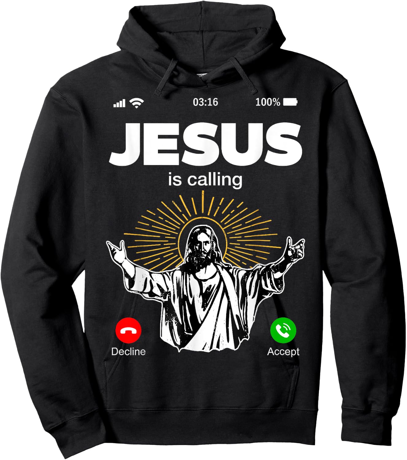 Funny Jesus Is Calling Christian Hoodie - Hoodie | Black