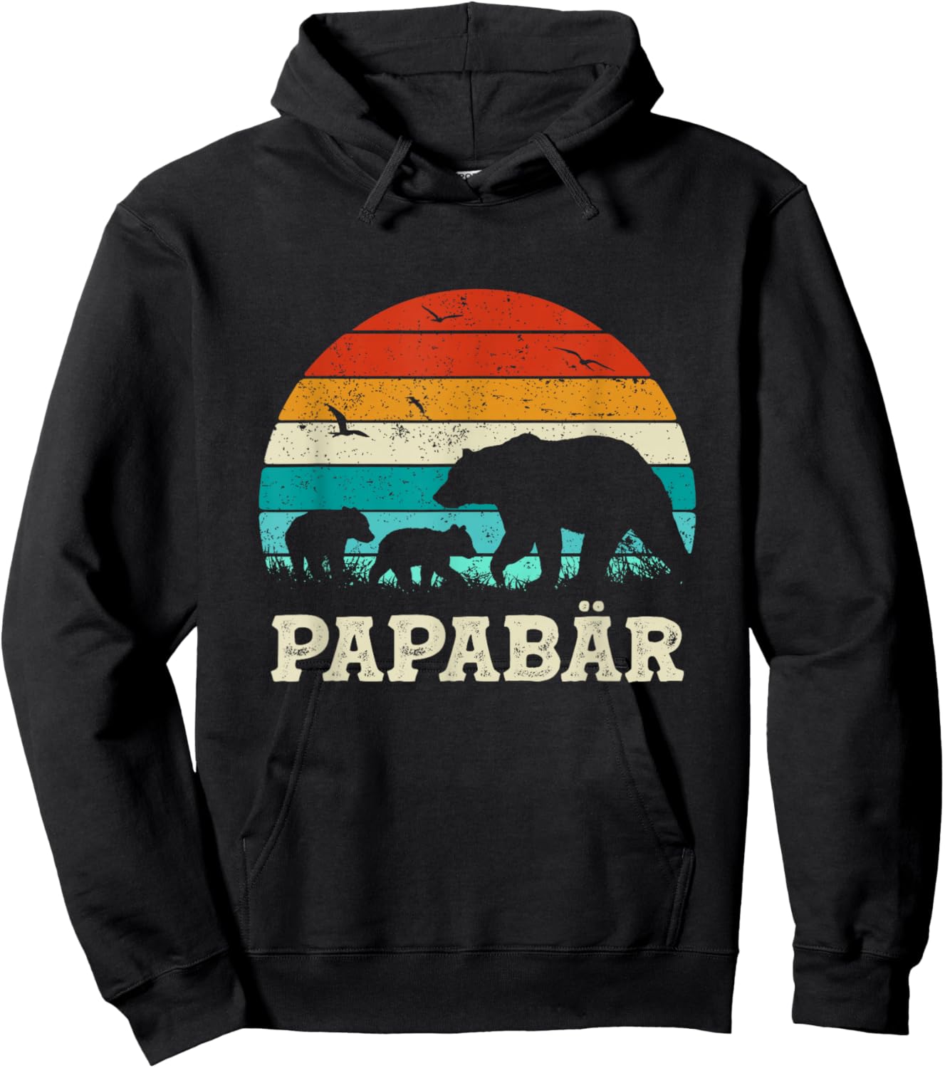 Retro Father Baby Son Daughter Children Bear Dad Father's Day , black Hoodie - Hoodie | Black