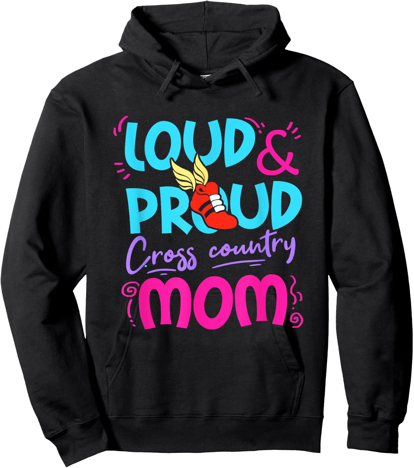 Loud Proud Cross Country Mom Gift Mother Running Track Hoodie - Hoodie | Black