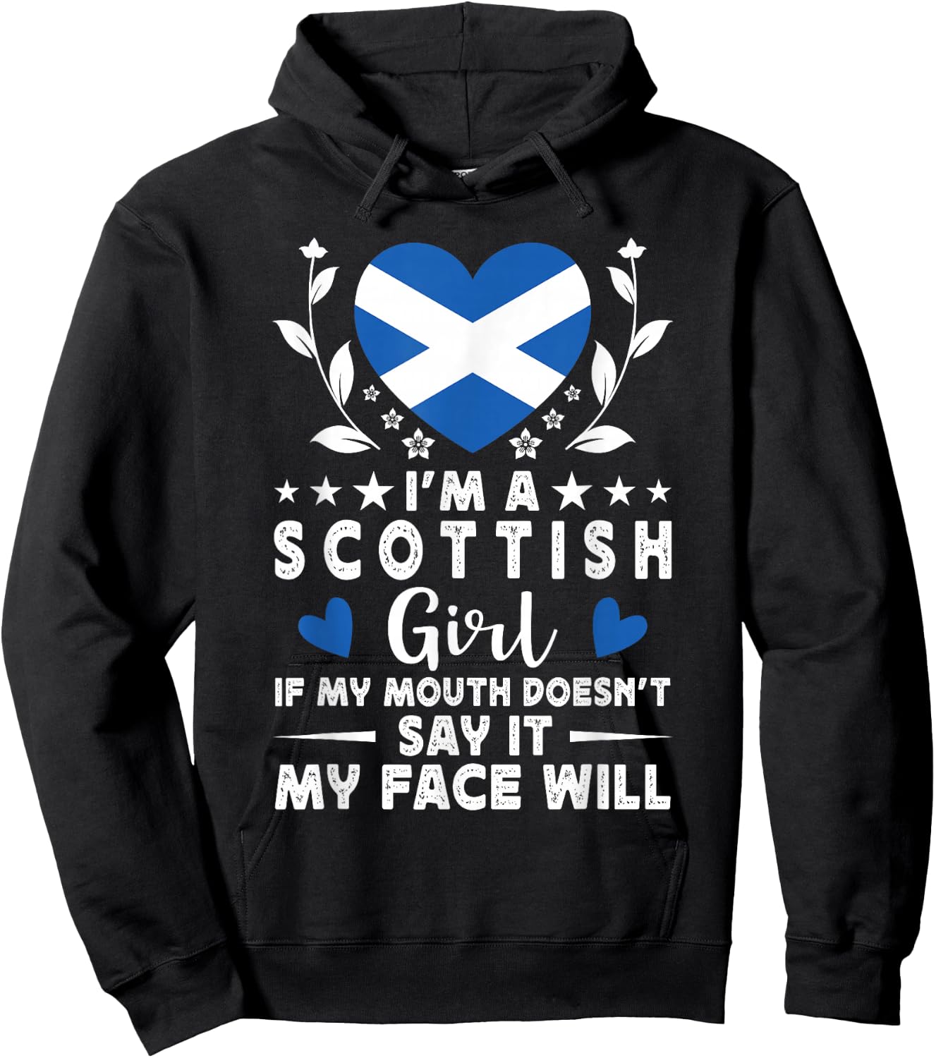 I'm a Scottish Girl Scottish Face Scotland Flag Hoodie - Hoodie | Black