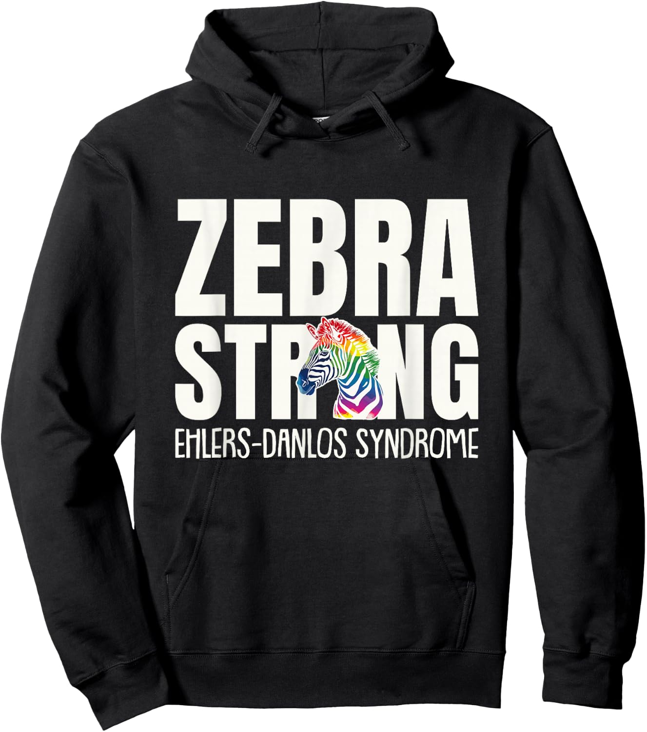 EDS Awareness Ehlers Danlos Syndrome Zebra Strong Hoodie - Hoodie | Black