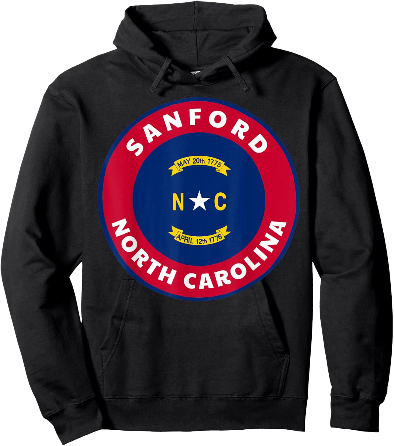 Sanford North Carolina NC Flag Badge Roundlet Souvenir Hoodie - Hoodie | Black