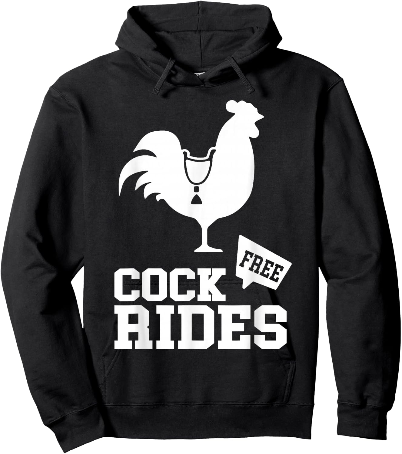 Free-Cock Rides Funny Rooster Adult Humor Hoodie - Hoodie | Black