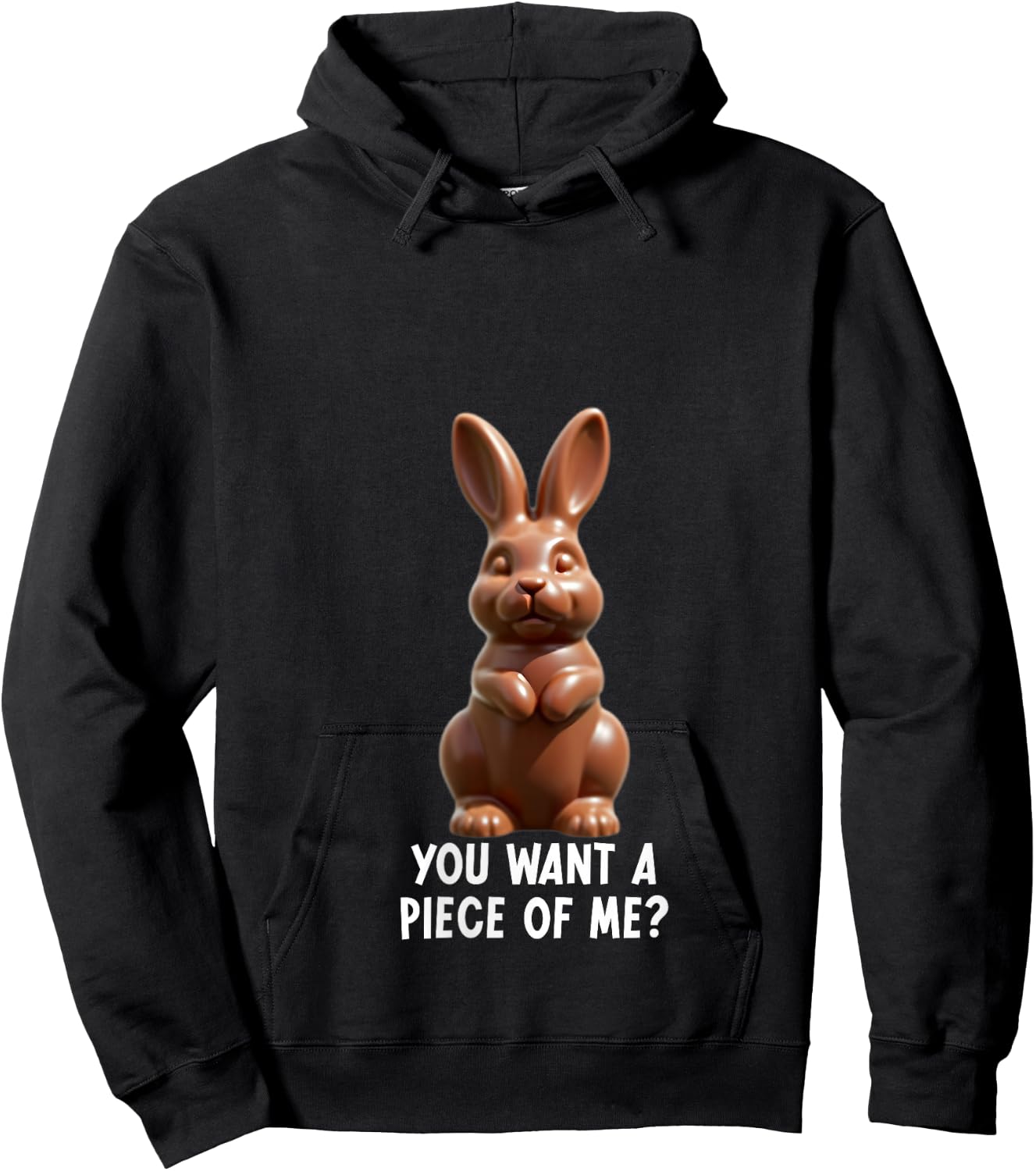 You Want A Piece Of Me? Funny Chocolate Easter Bunny Joke V-Neck Hoodie - Hoodie | Black
