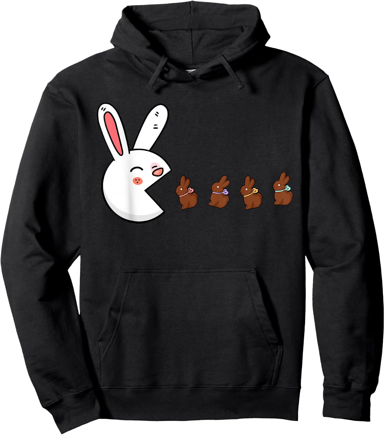 Funny Easter Bunny Rabbit Eating Chocolate Gamer Boys Girls Hoodie - Hoodie | Black