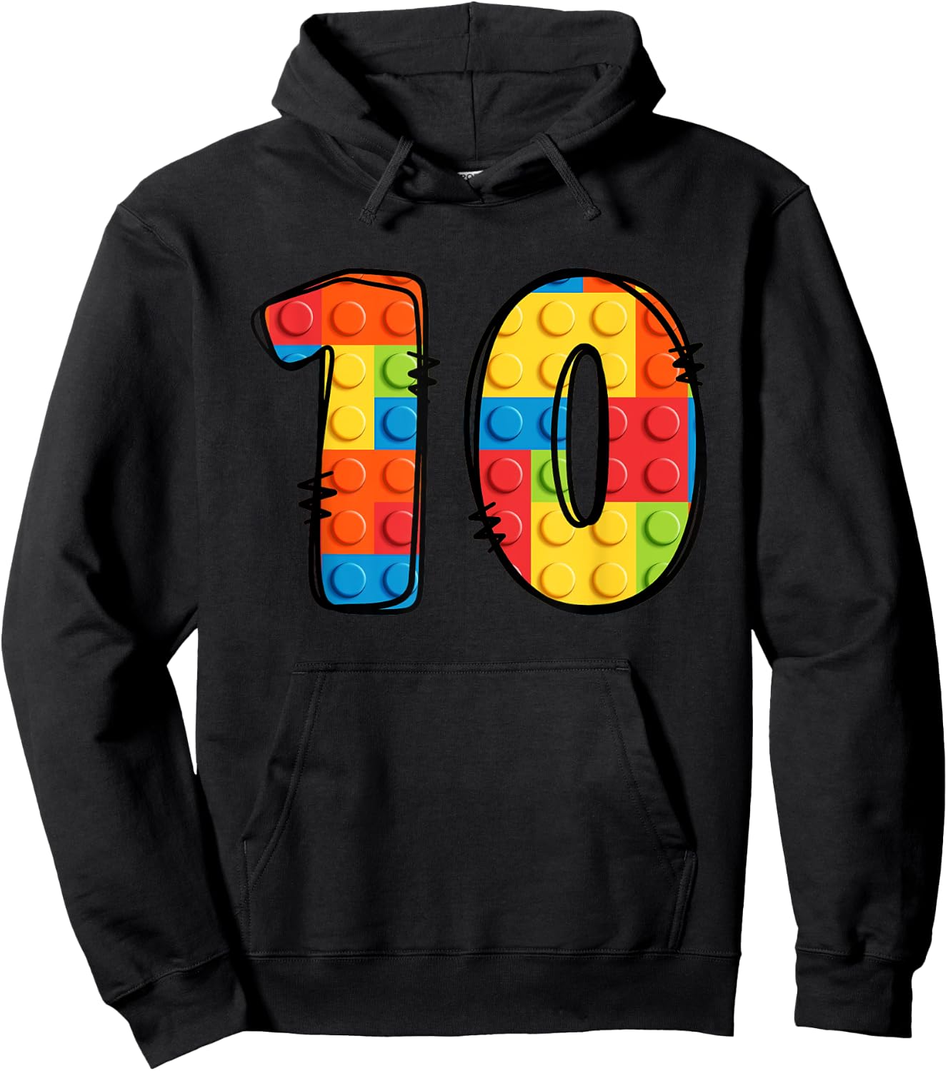 10 Year Old Blocks Building Master Builder 10th Birthday Hoodie - Hoodie | Black