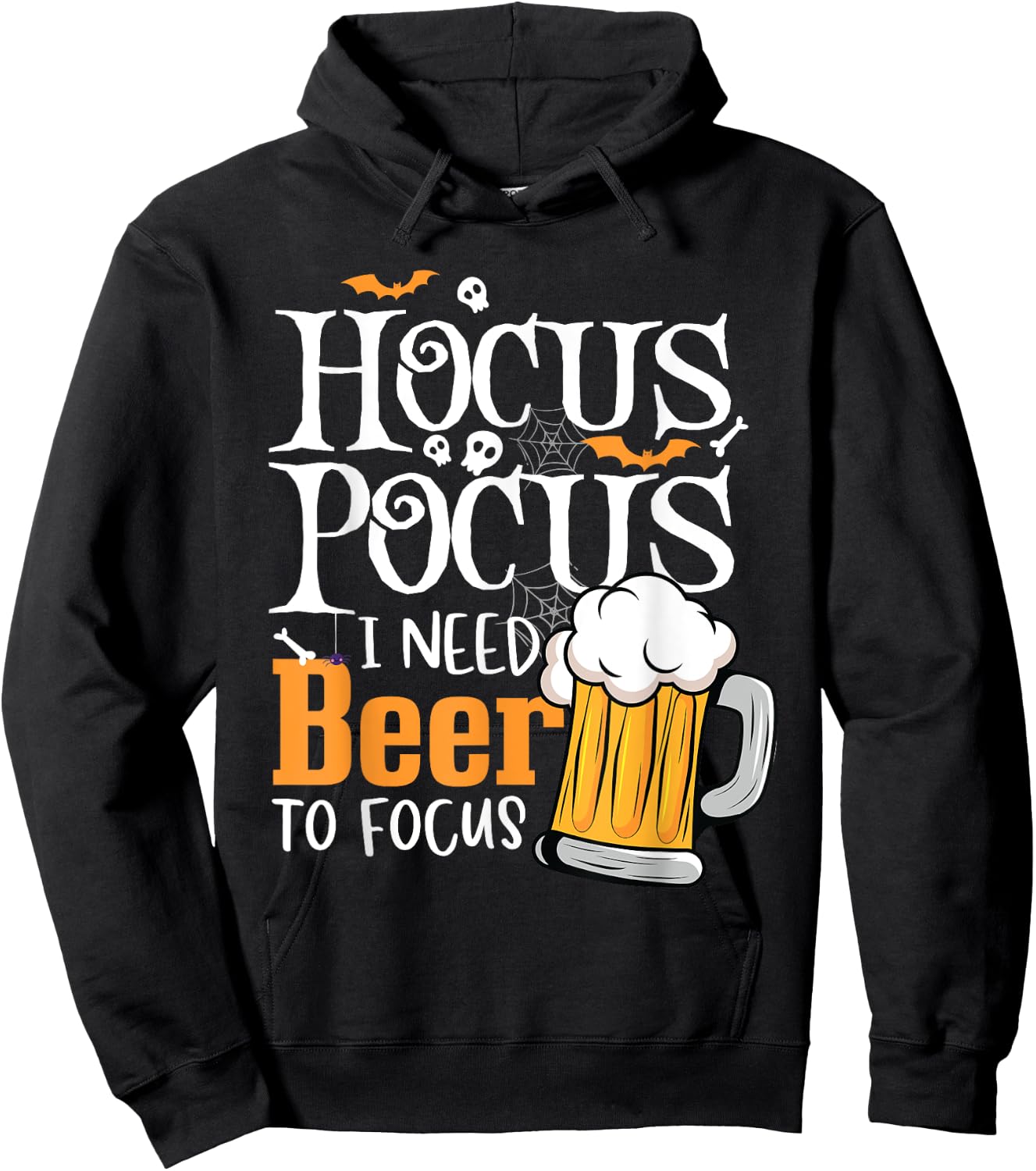 Hocus Pocus I Need Beer To Focus Funny Beer Halloween Hoodie - Hoodie | Black