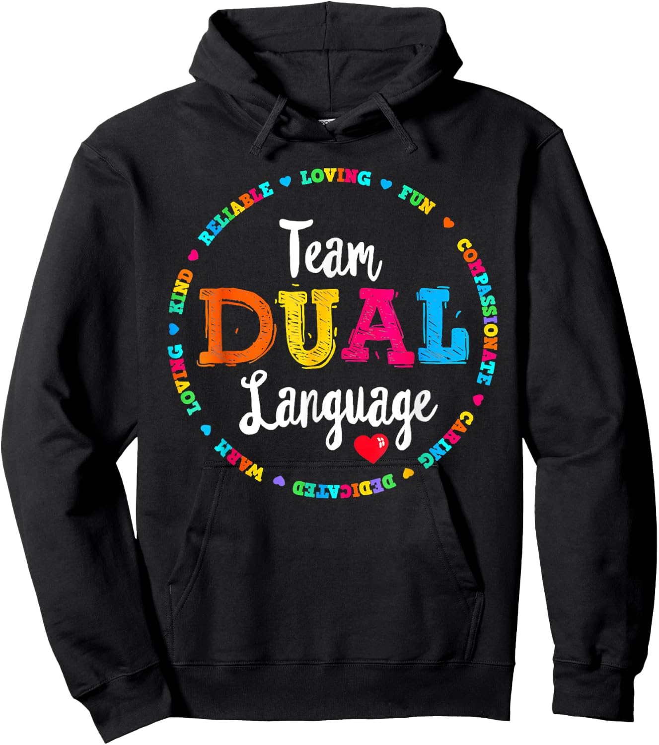 Cute Back To School Squad Team Dual Language Teachers Hoodie - Hoodie | Black