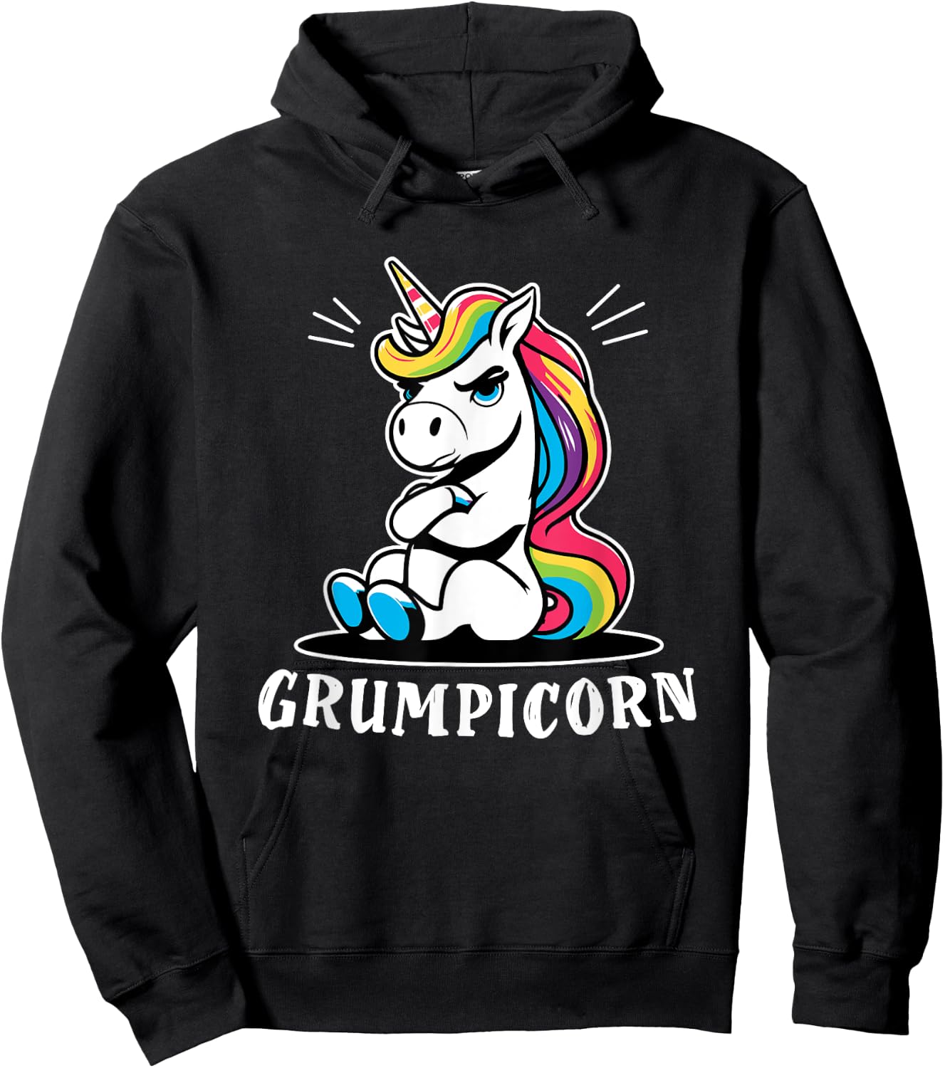 Grumpycorn Unicorn Funny Humour Sarcasm Bad Mood Hoodie - Hoodie | Black