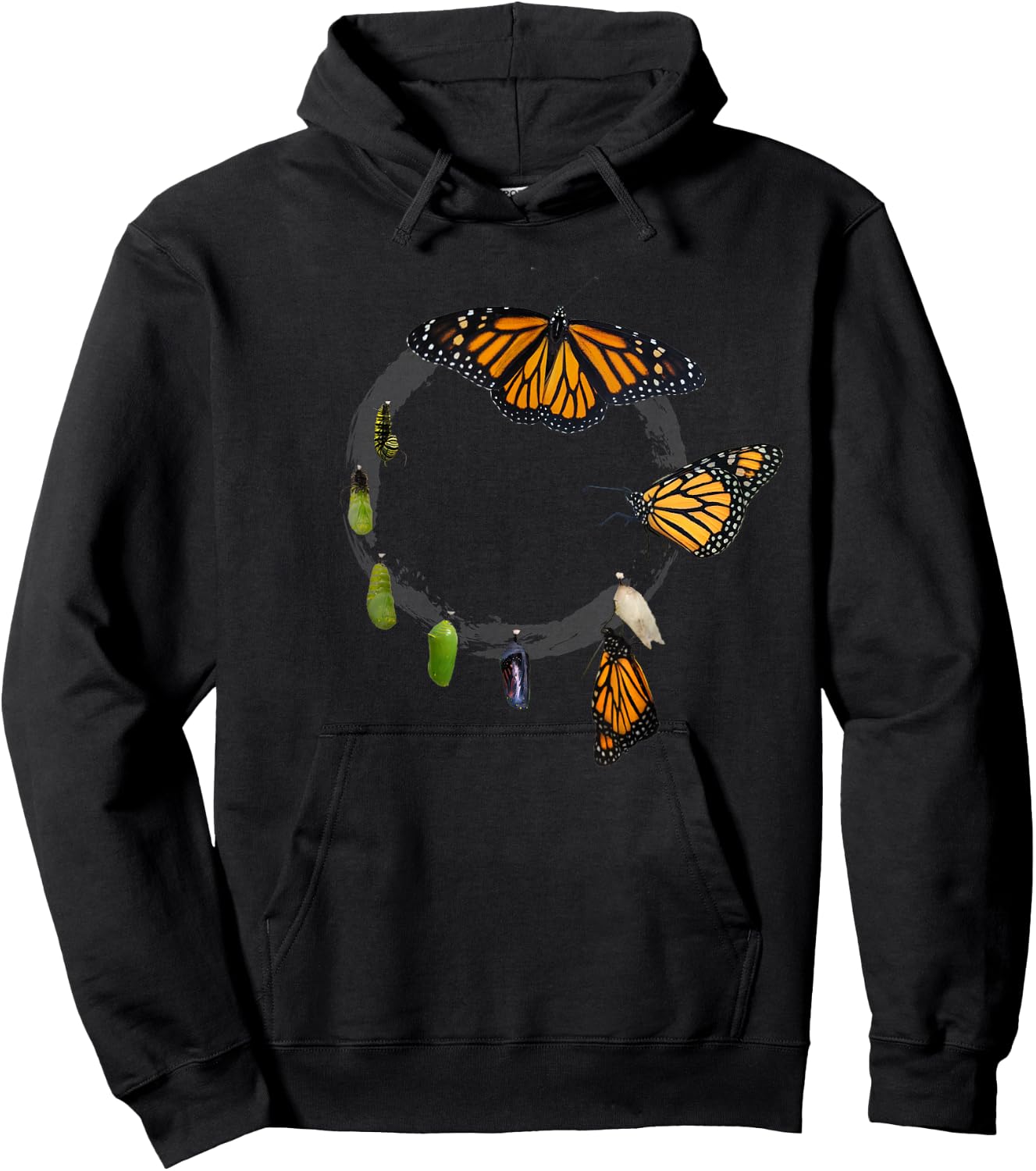 Monarch Butterfly Chrysalis Cycle Nature Lover Gift Hoodie - Hoodie | Black