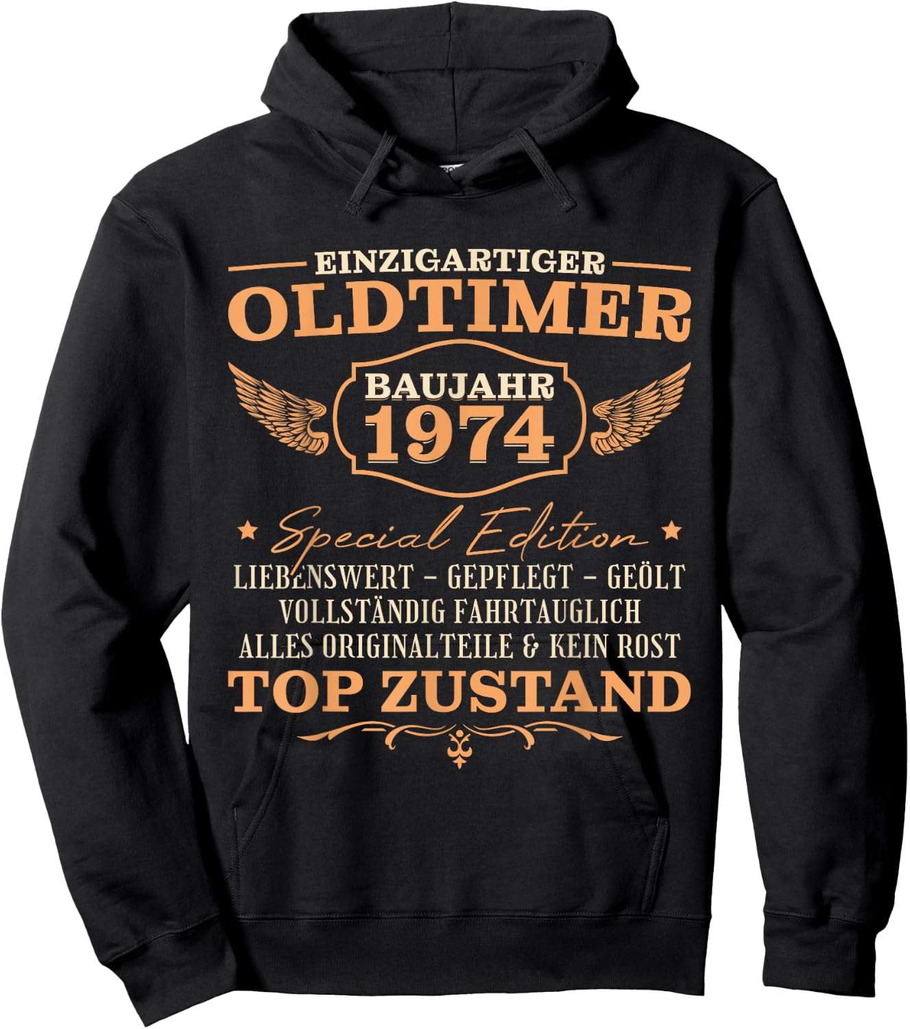 Jahrgang 1974 geboren Oldtimer Vintage 50. Geburtstag Hoodie - Hoodie | Black