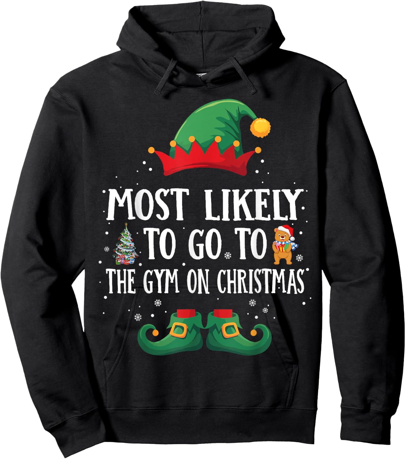 Most Likely To Go To The Gym Matching Christmas Elf Hoodie - Hoodie | Black