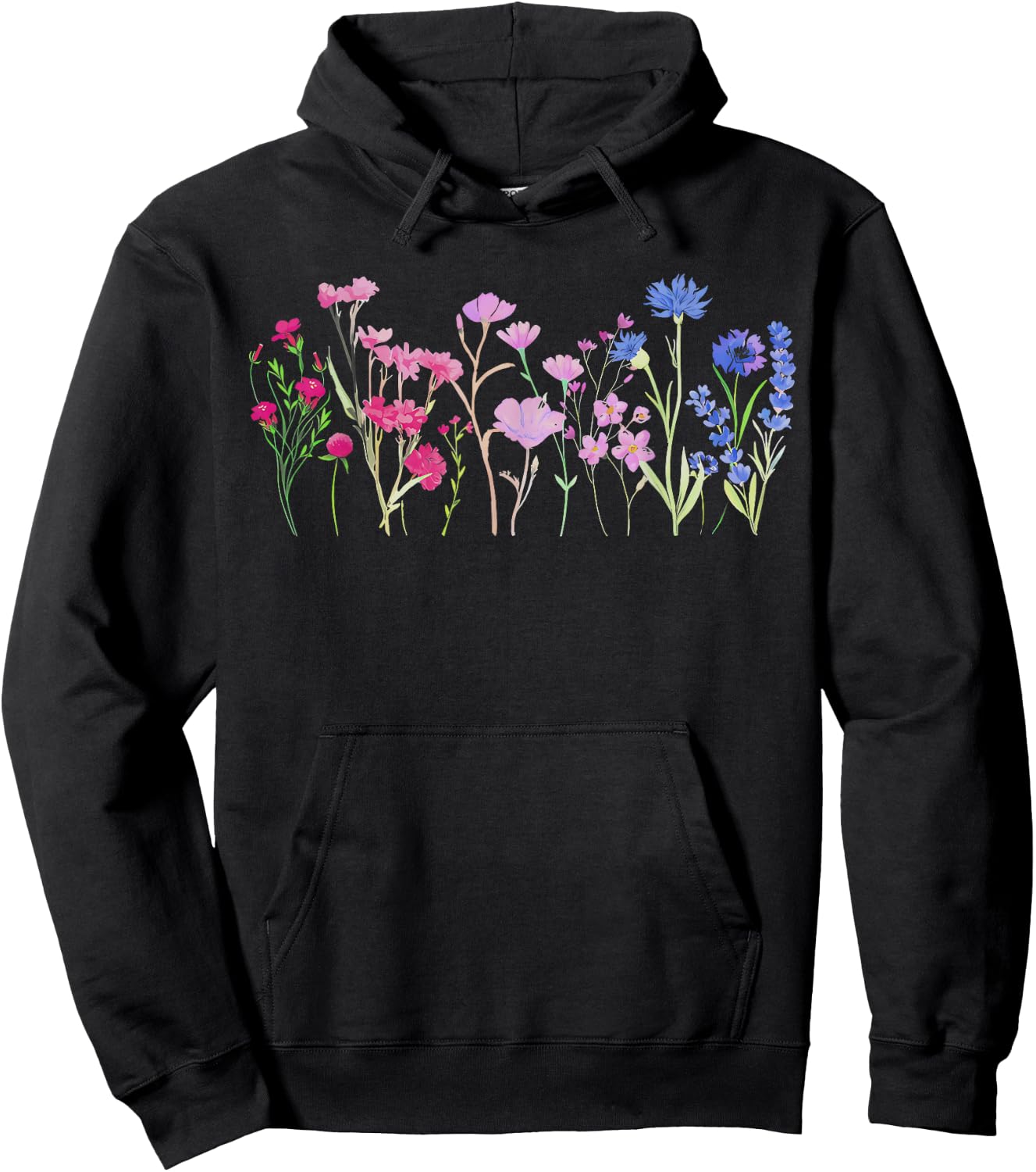 Subtle Bi Pride Bisexual Pride Bi Flag Wildflower Hoodie - Hoodie | Black