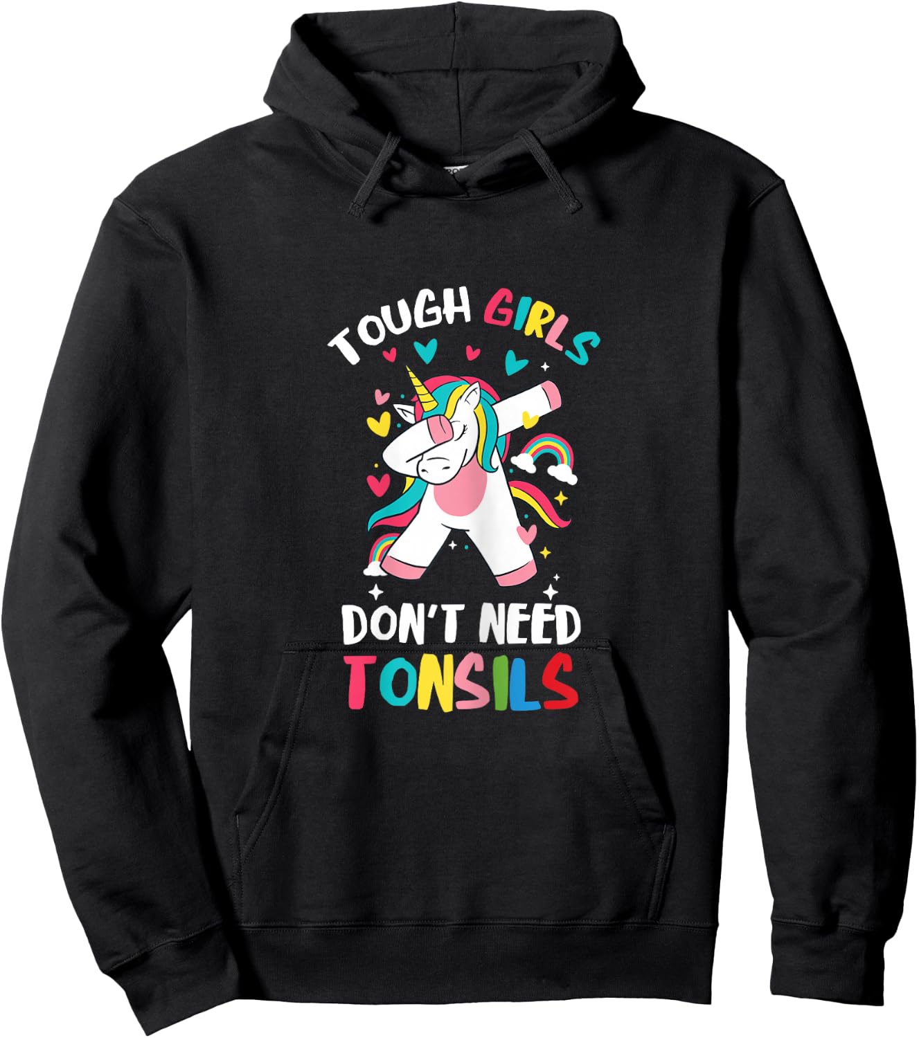 Tough Girl Unicorn Tonsil Surgery Recovery Tonsillectomy Hoodie - Hoodie | Black