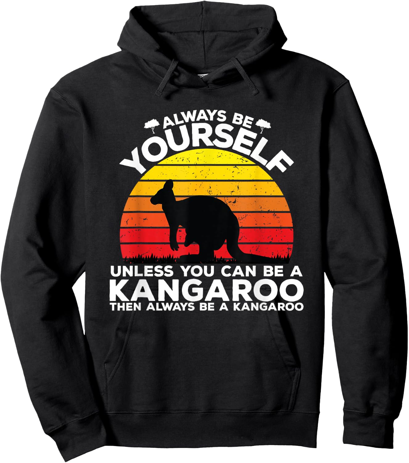Kangaroo Design Men Women Boys Girls Kids Kangaroo Animal Hoodie - Hoodie | Black